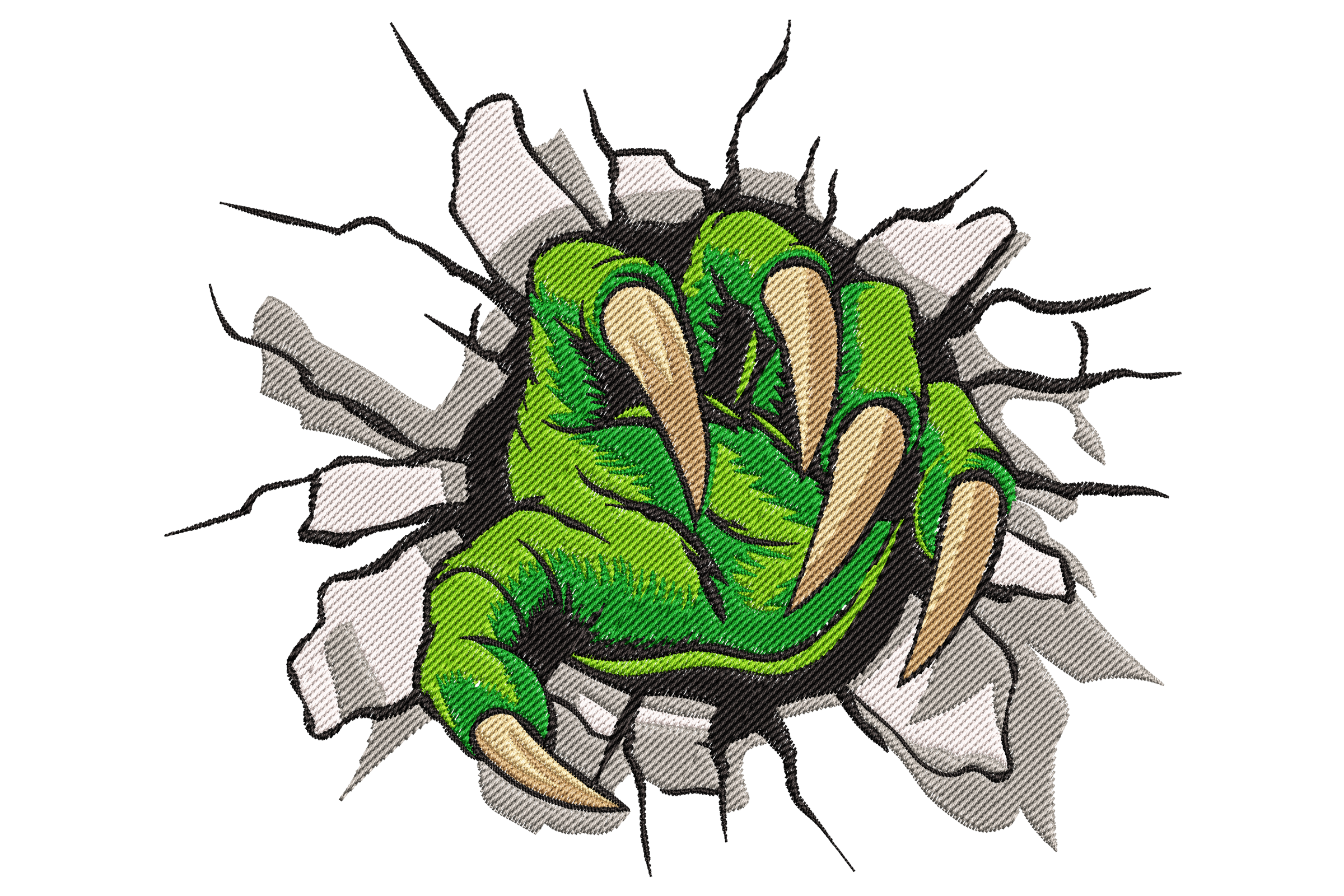 Monster Claw Ripping Through Wall – Fantasy Machine Embroidery Design ...