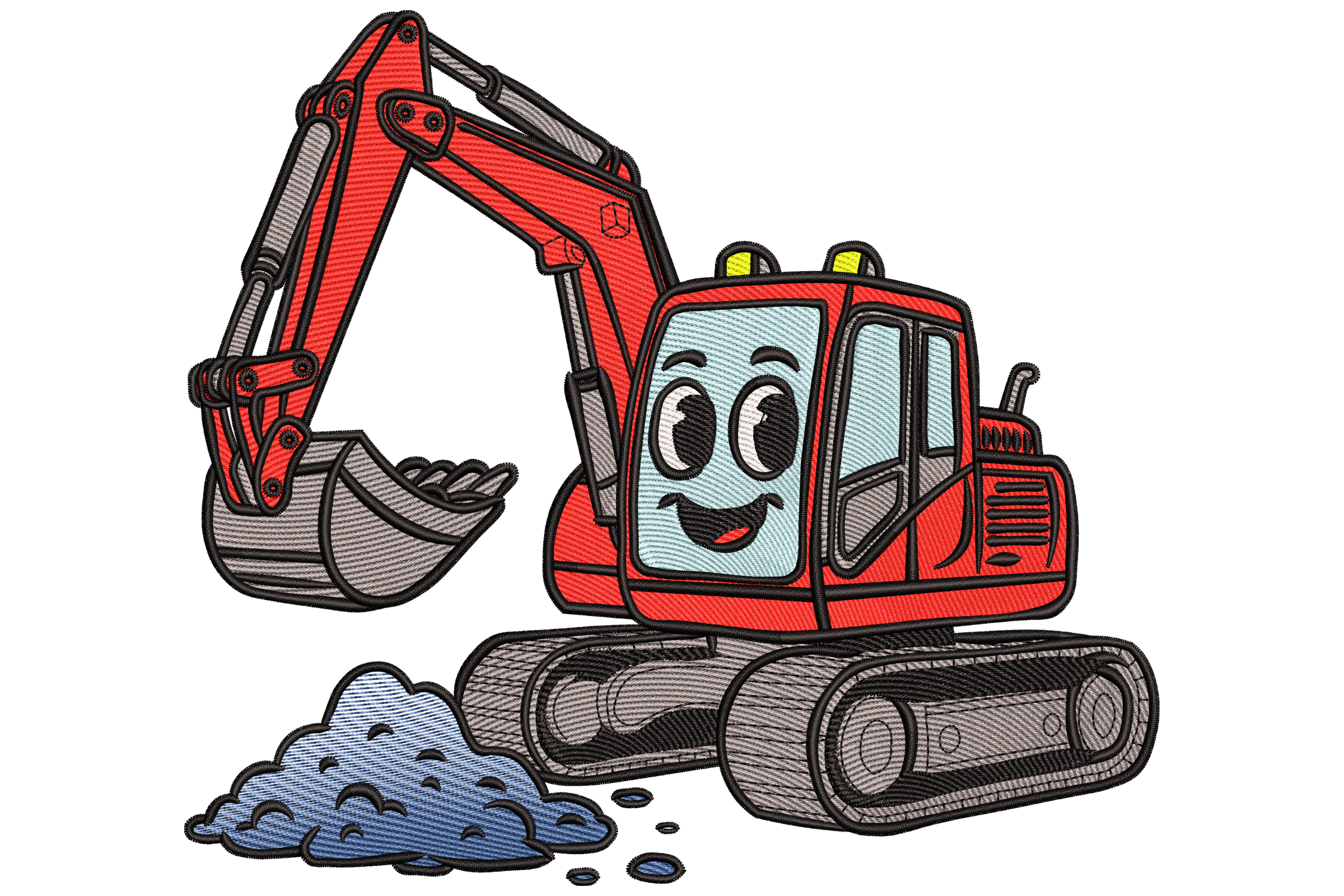 Cute Excavator – Construction Vehicle Embroidery Design