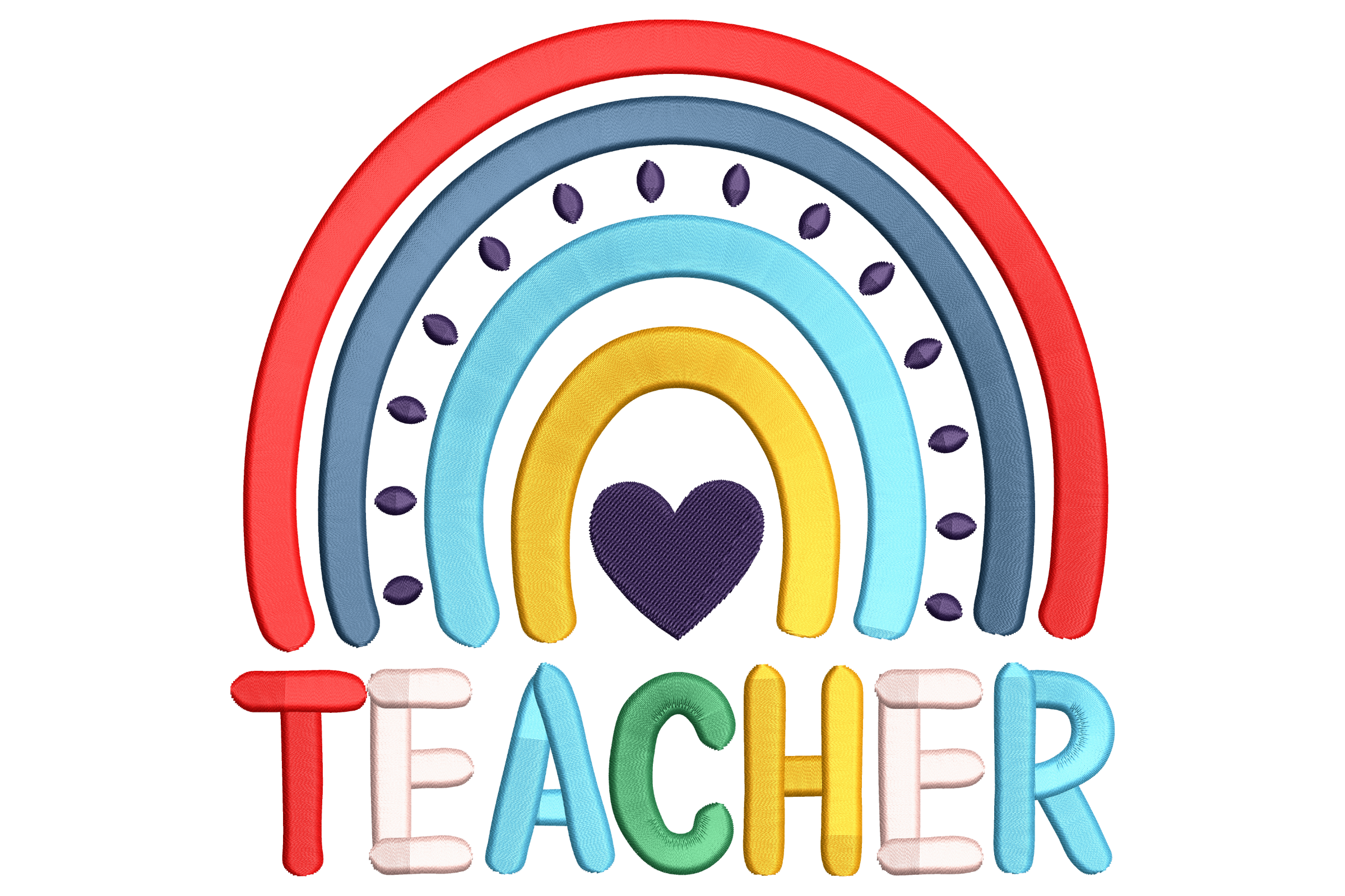 Rainbow Teacher – Cute School Embroidery Design