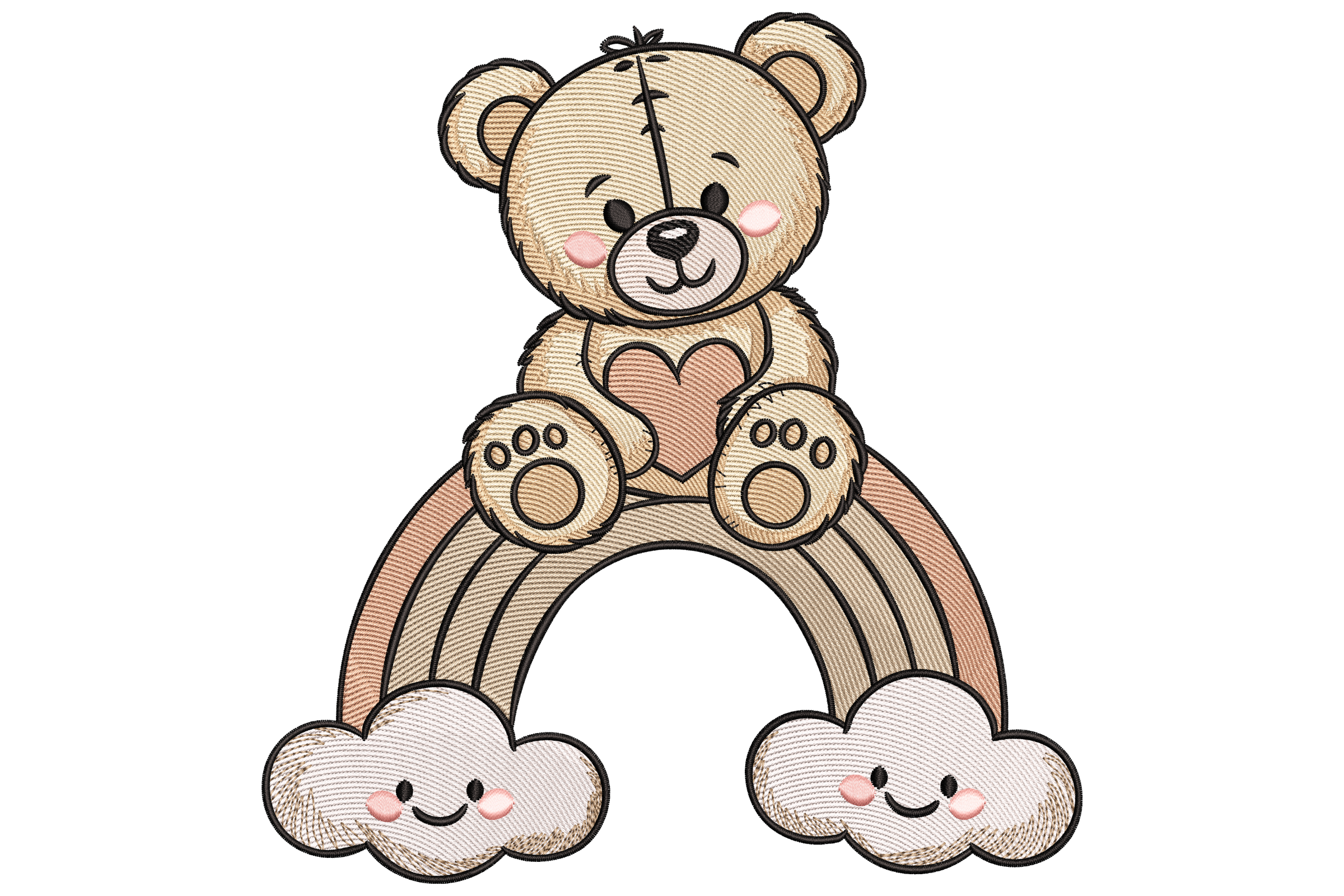 Teddy Bear Rainbow – Cute Nursery Embroidery Design
