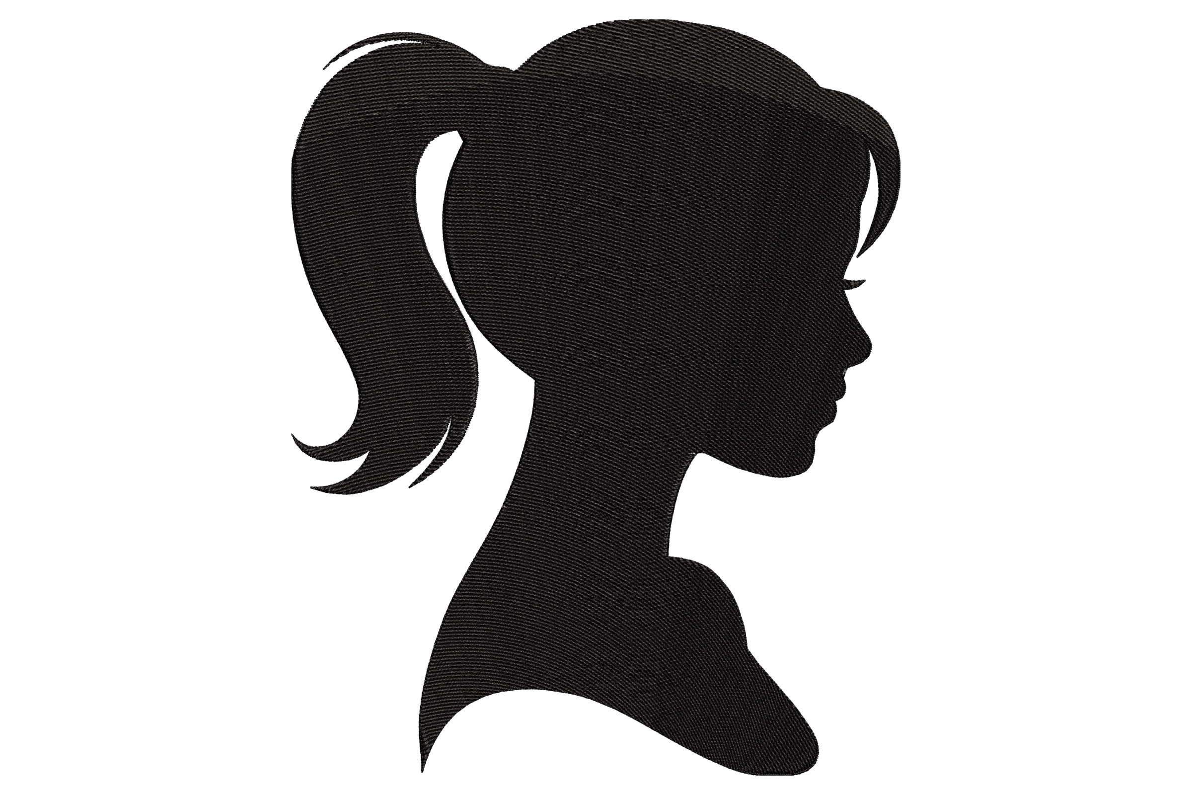 Girl Silhouette – Ponytail Embroidery Design