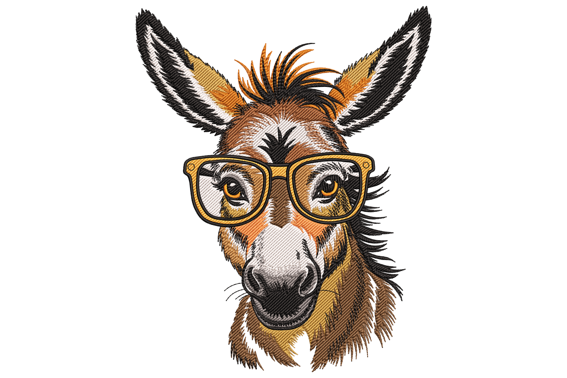 Donkey with Glasses – Funny Farm Animal Embroidery Design | Embroidize