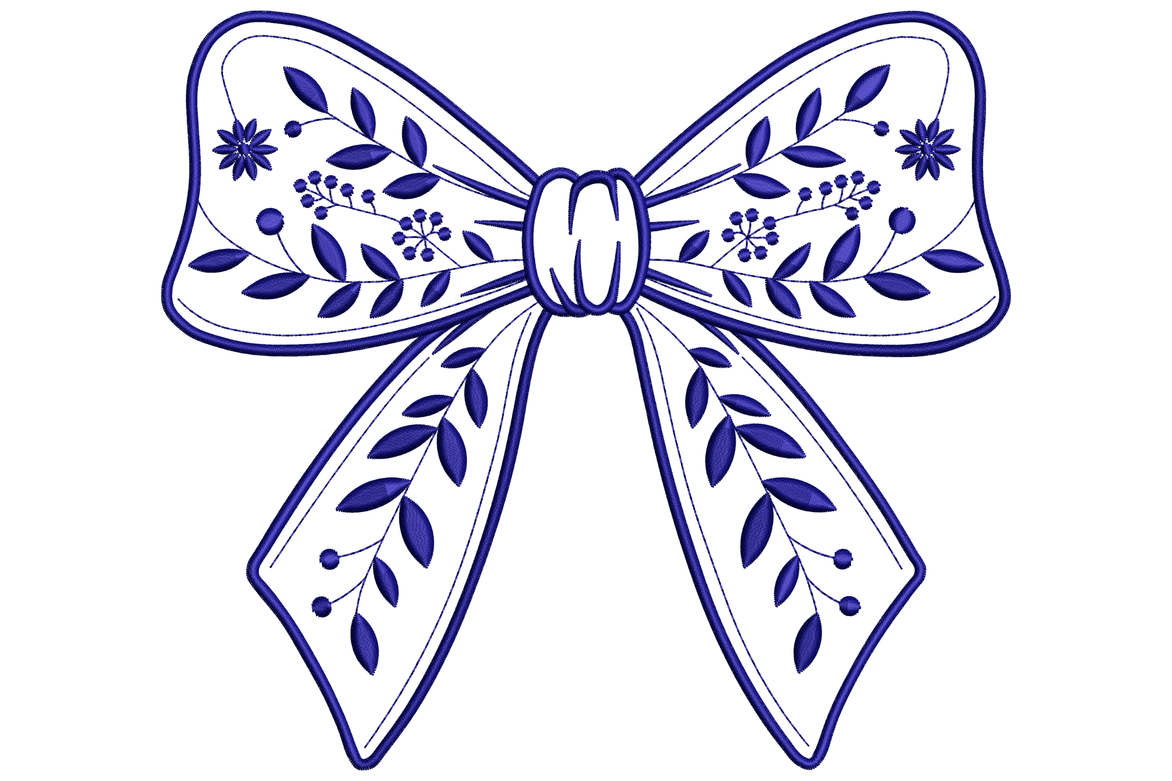 Floral Bow Outline – Elegant Single-Color Embroidery Design