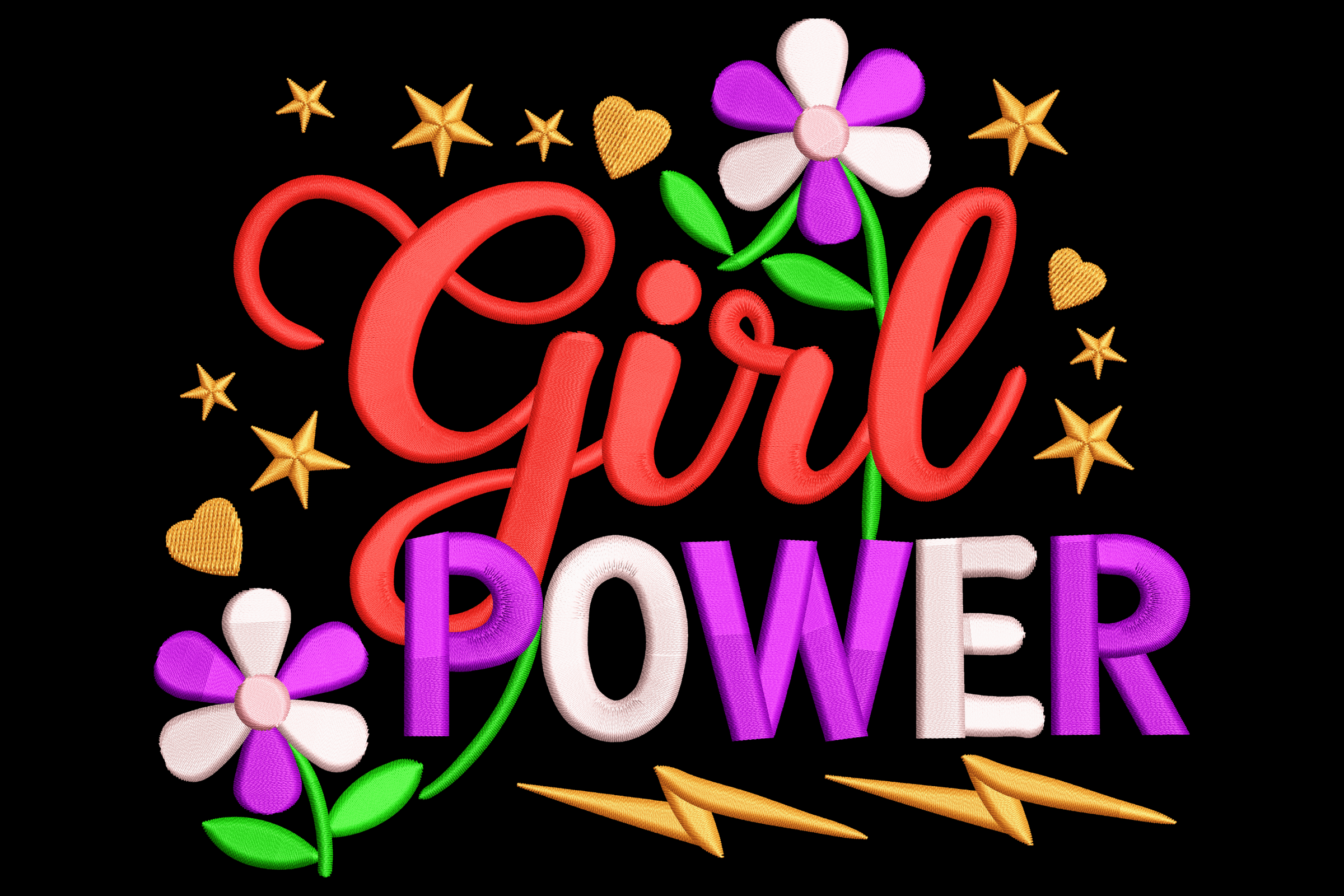 Girl Power – Bold Feminist Quote Embroidery Design