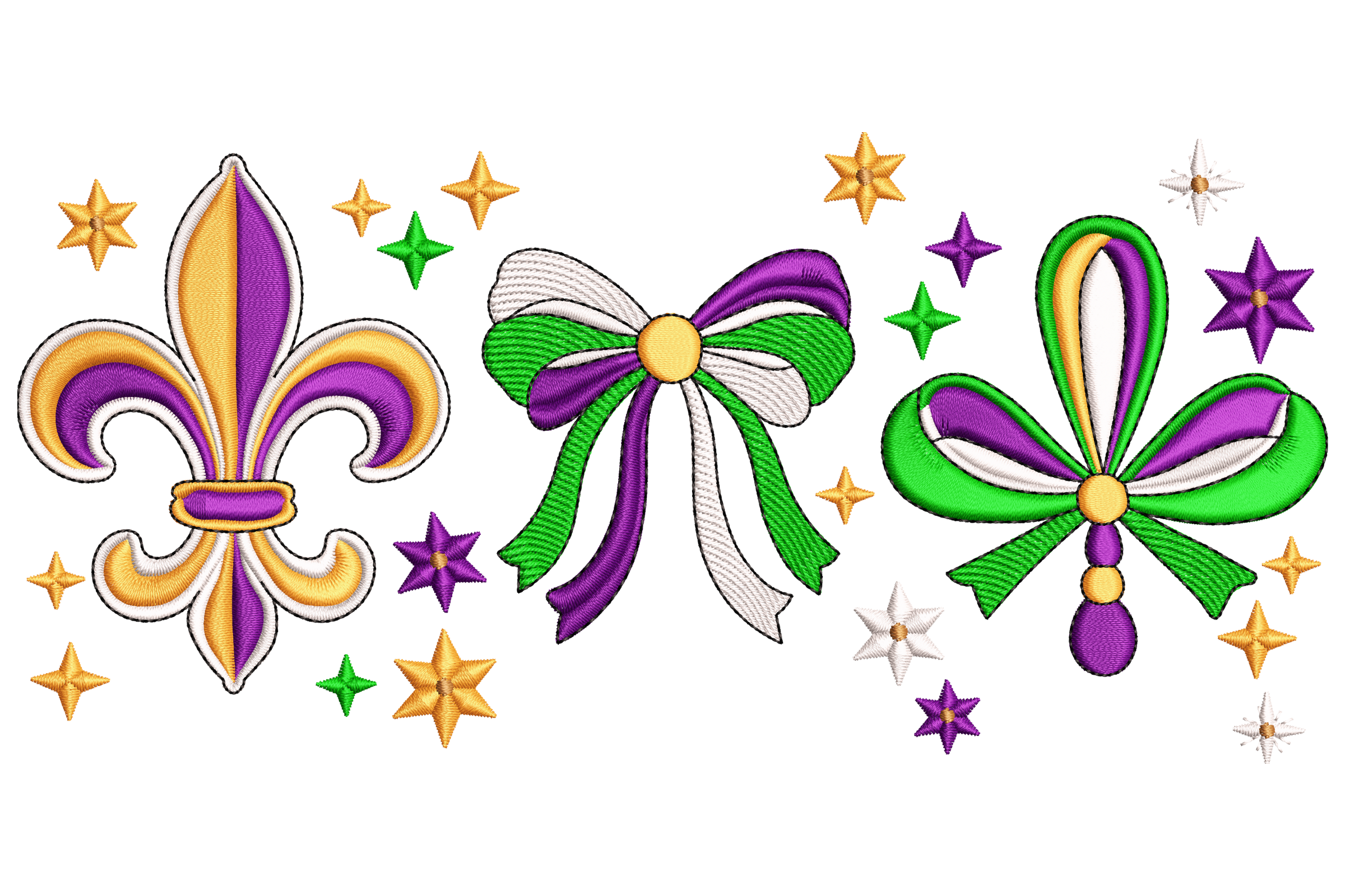 Mardi Gras Fleur & Bows – Embroidery Design