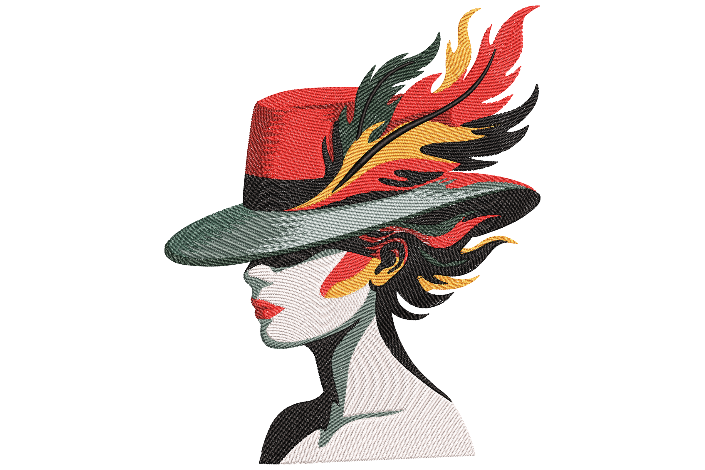Fashion Lady Hat – Elegant Portrait Embroidery Design
