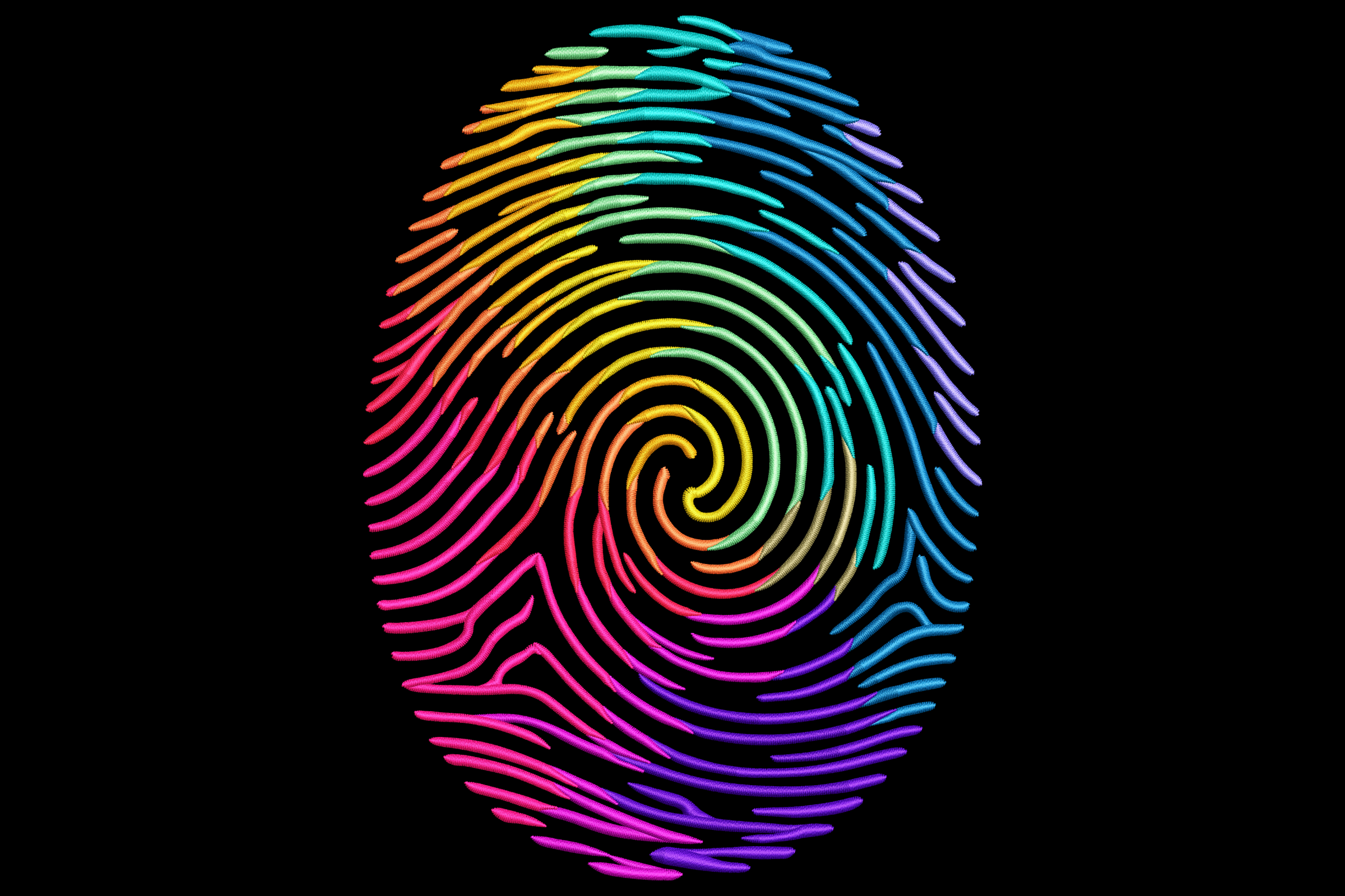 Rainbow Fingerprint – Modern Line Art Embroidery Design