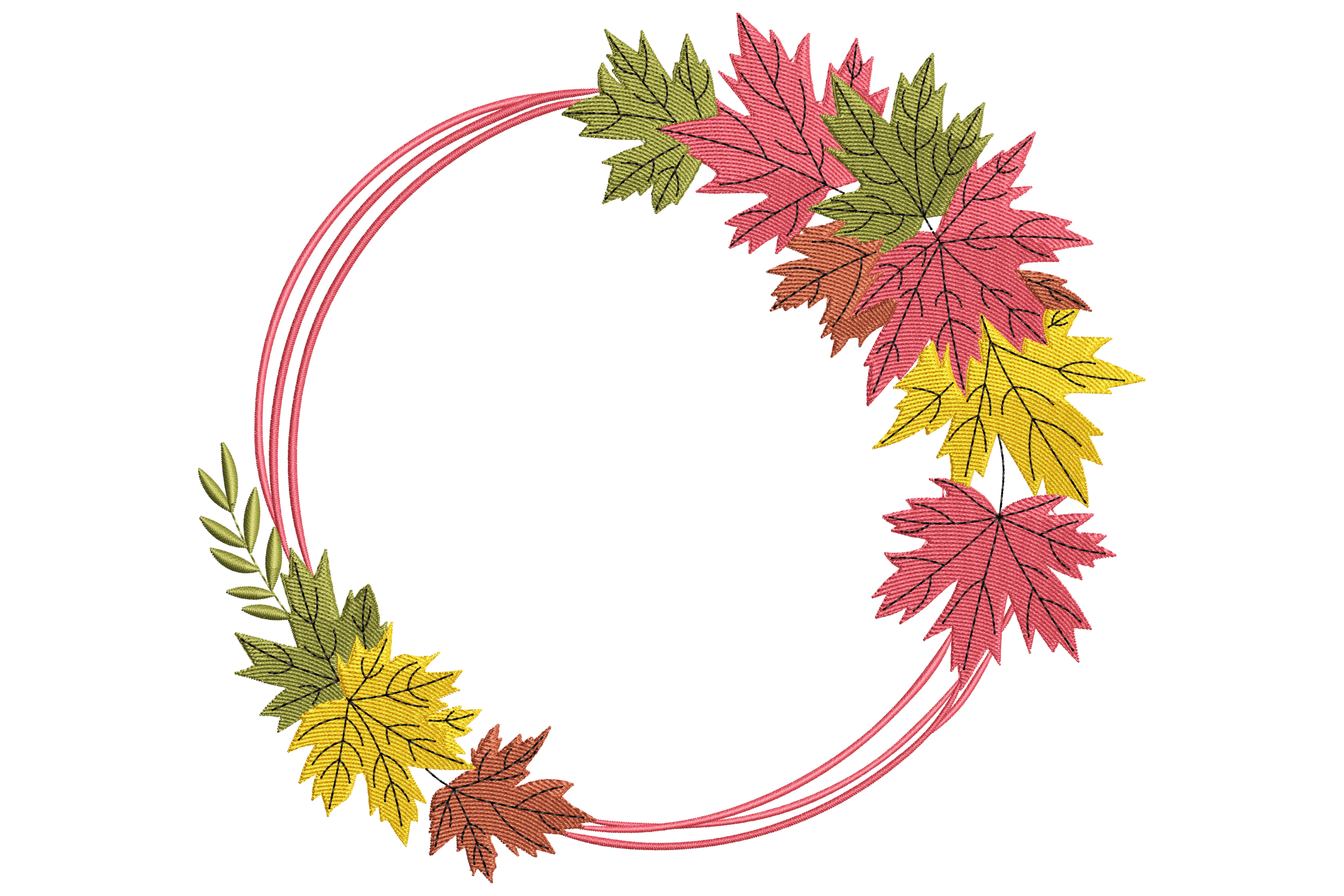 Autumn Leaf Wreath Frame – Machine Embroidery Design | Embroidize