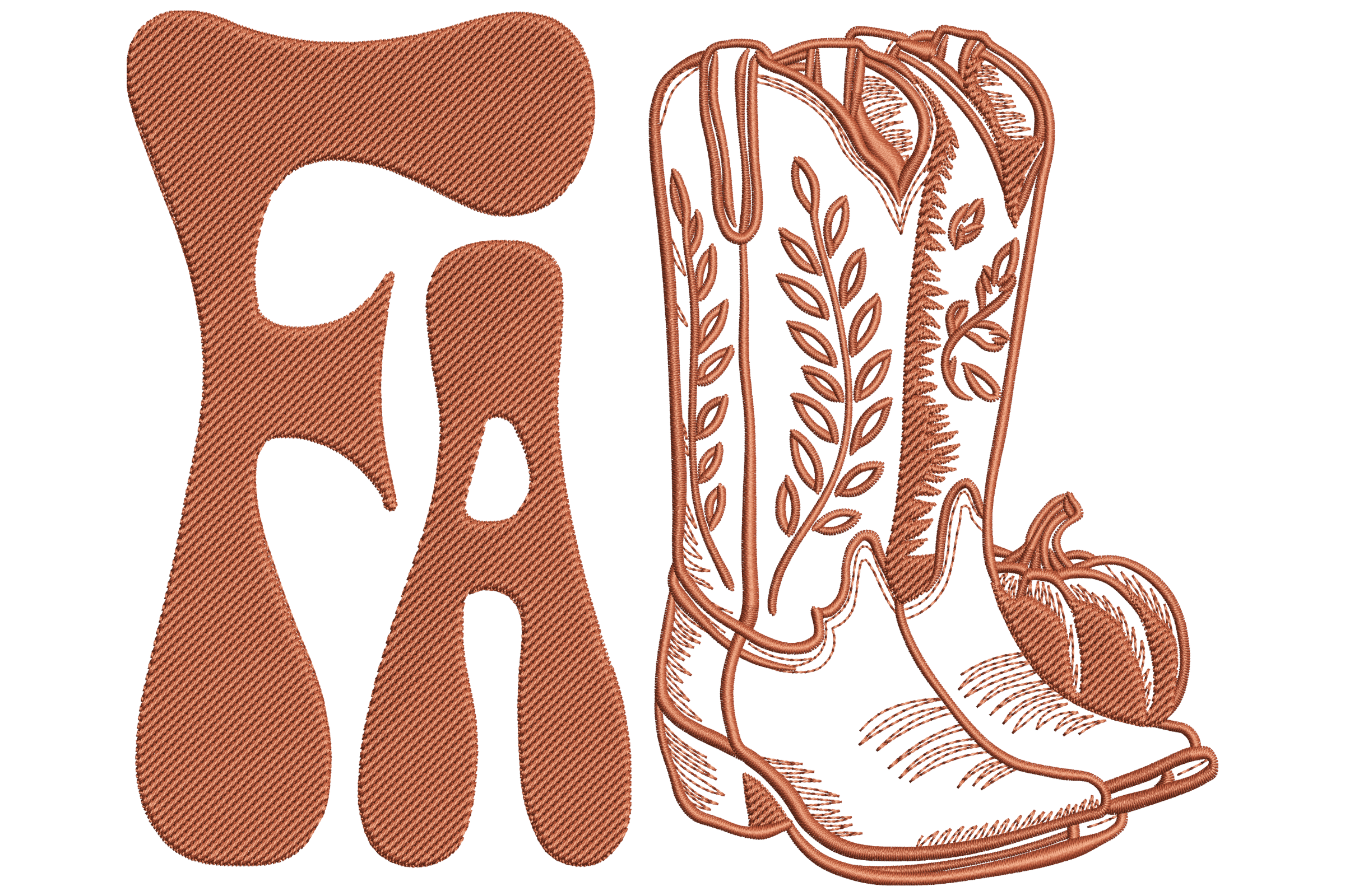 Fall Western Boots – Monogram Embroidery Design