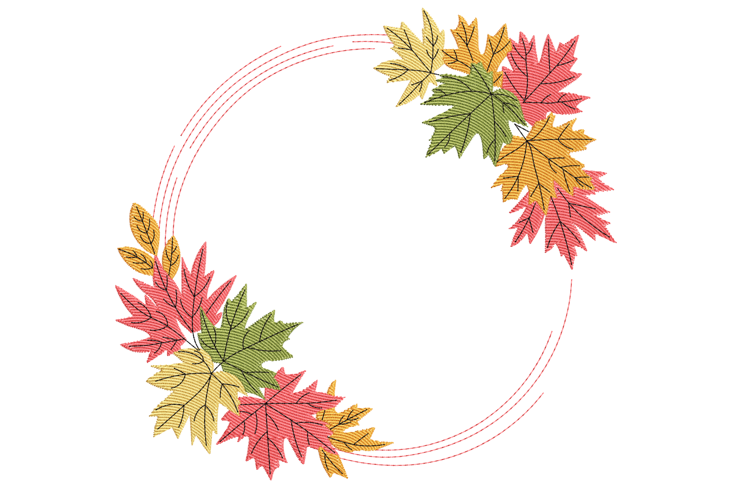 Autumn Leaf Wreath Frame – Embroidery Design | Embroidize
