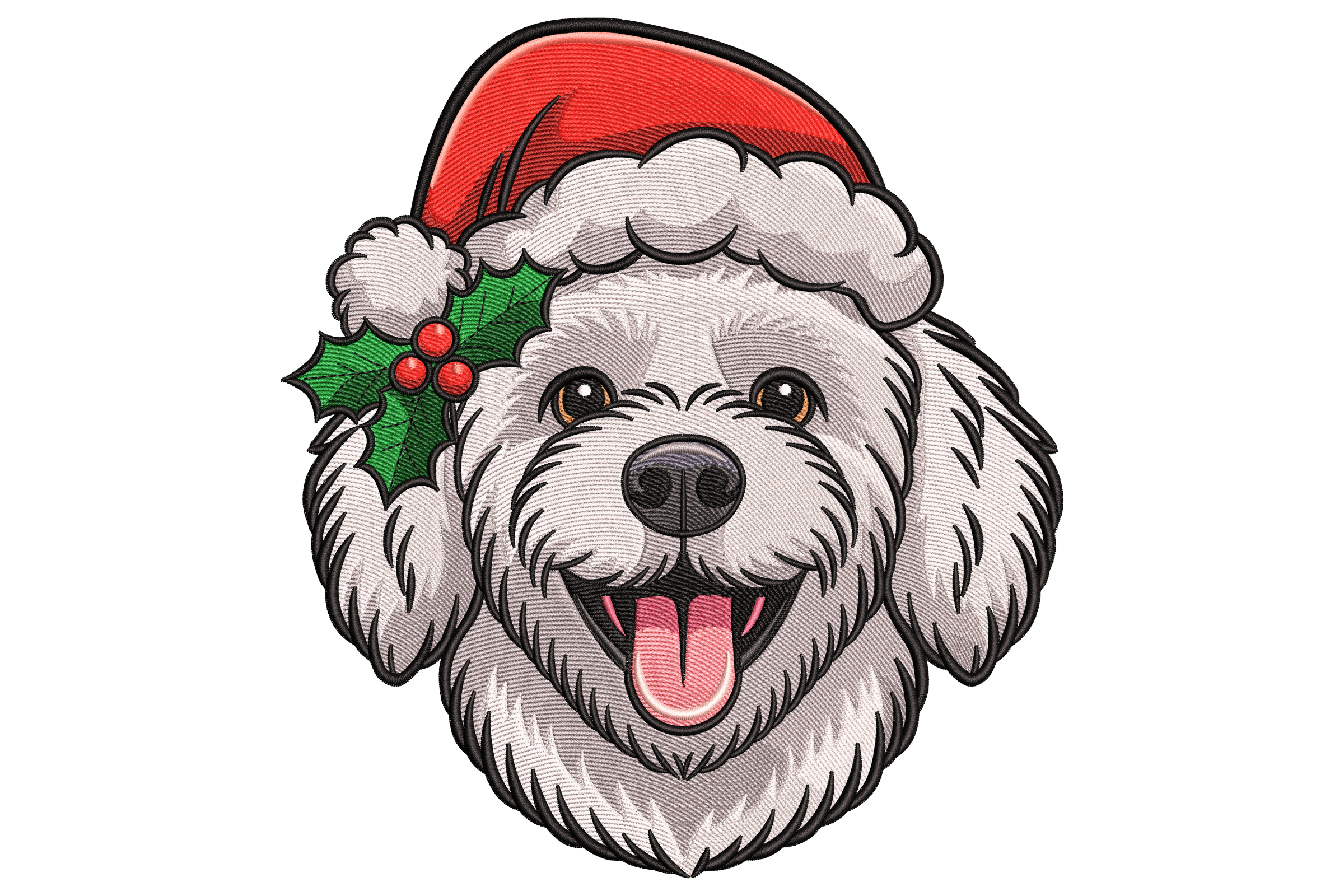 Santa Hat Dog Face – Christmas Machine Embroidery Design | Embroidize
