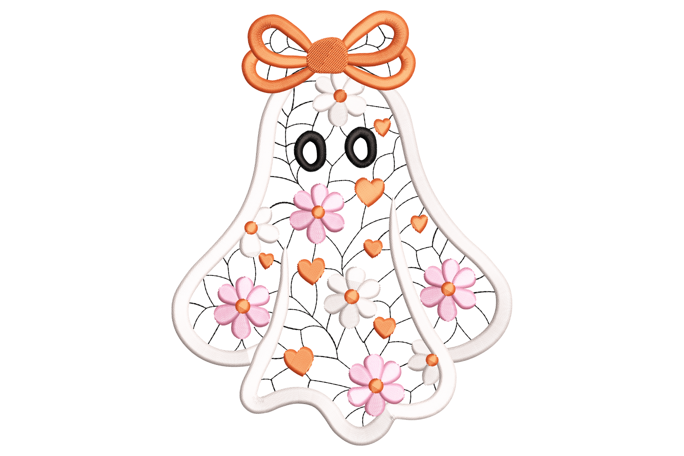 Floral Ghost with Bow – Cute Halloween Machine Embroidery Design ...