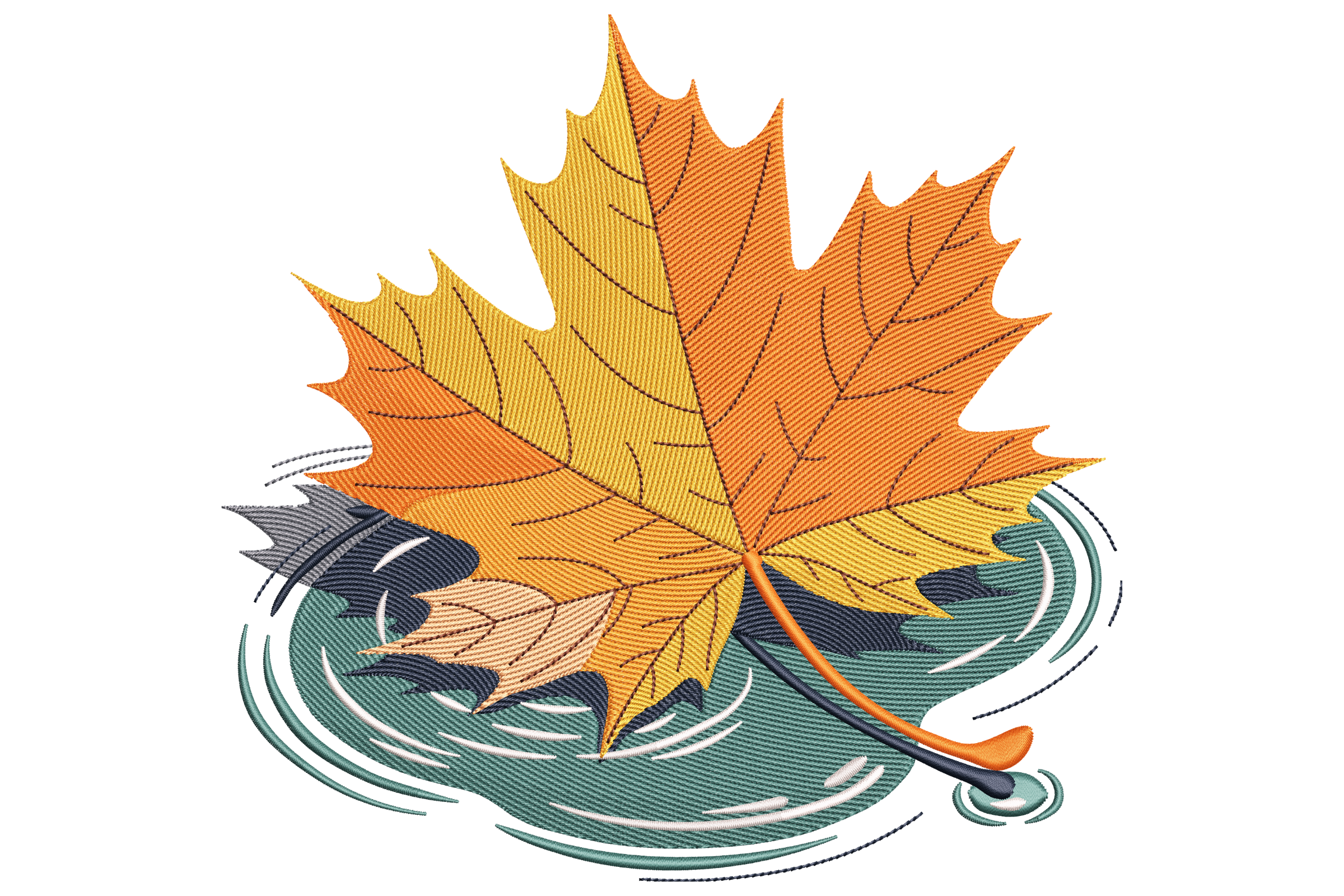 Autumn Leaf on Water – Fall Machine Embroidery Design | Embroidize