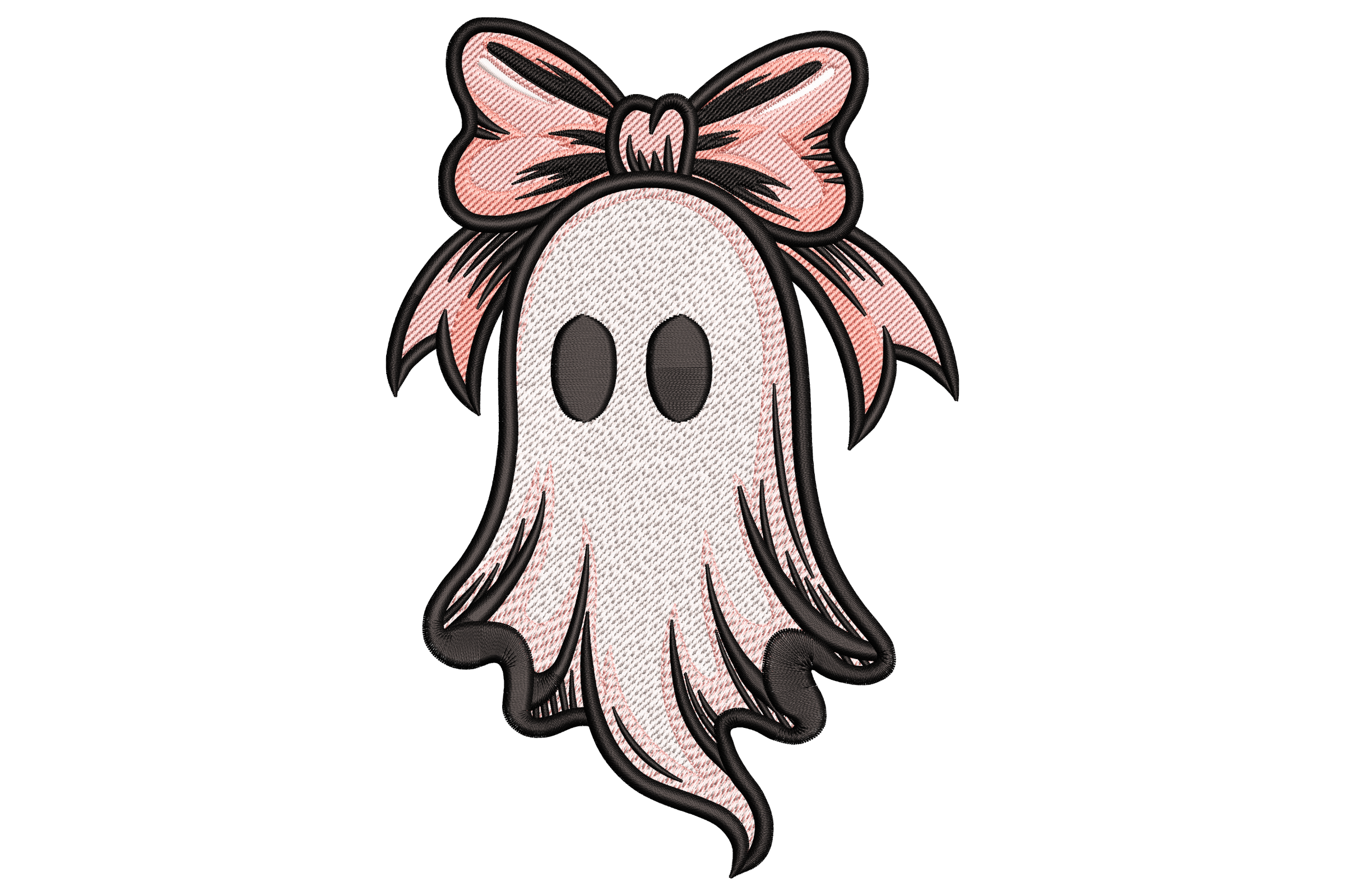 Girly Ghost with Bow – Cute Halloween Embroidery Design | Embroidize