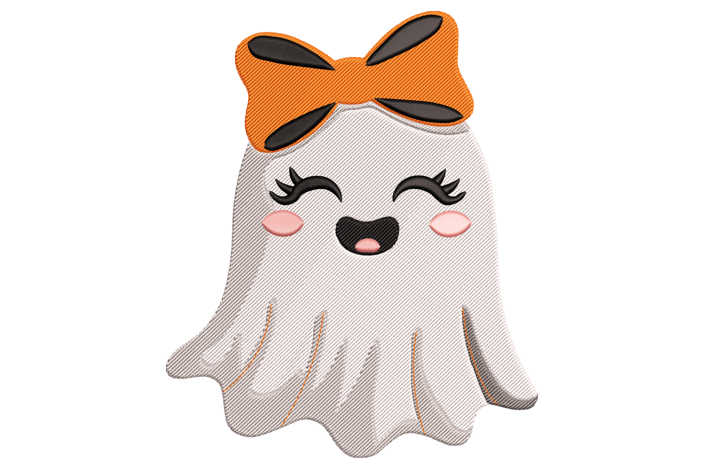 Cute Ghost Girl with Bow – Halloween Embroidery Design | Embroidize