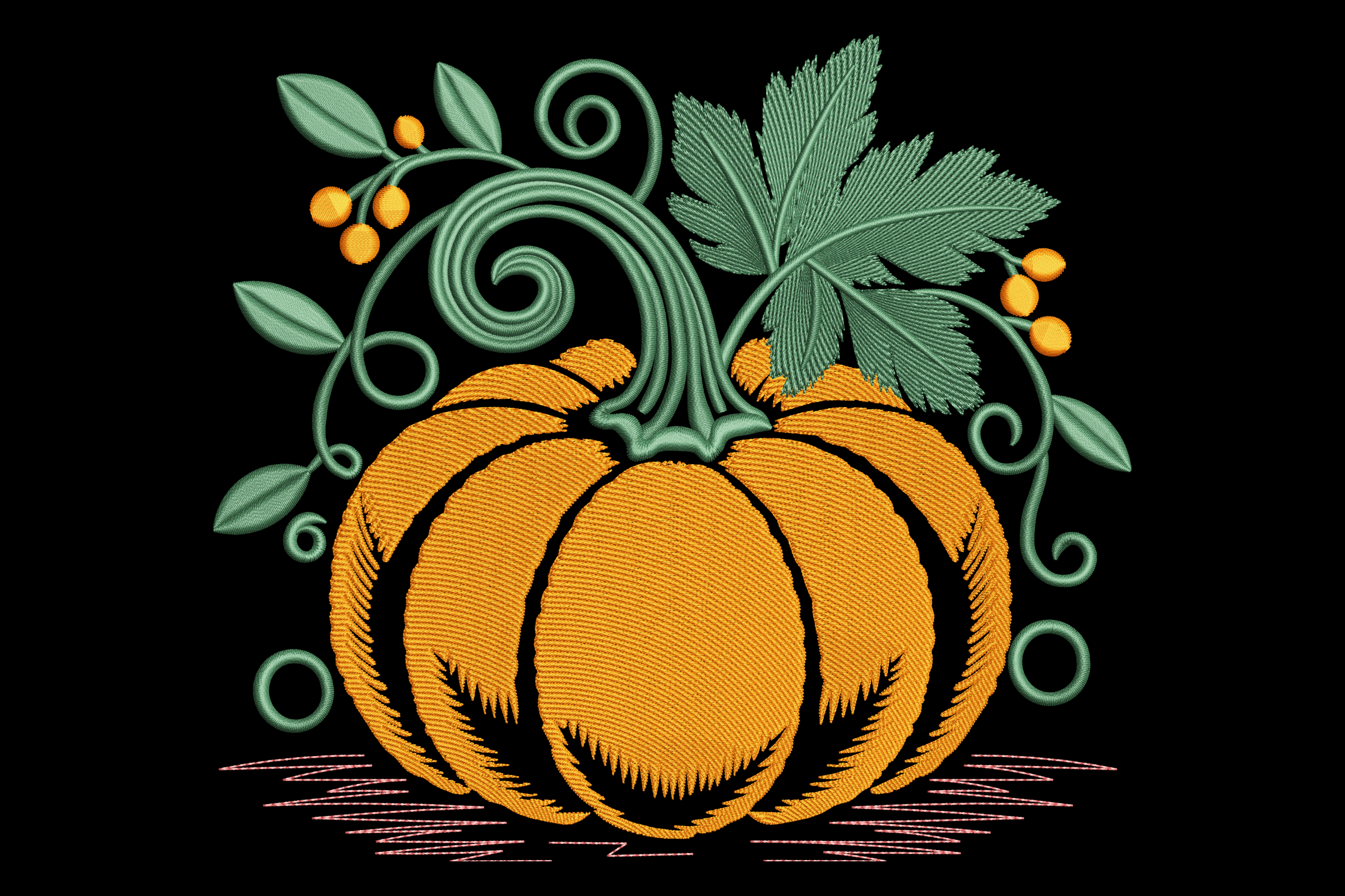 Curly Stem Pumpkin – Elegant Fall Machine Embroidery Design | Embroidize