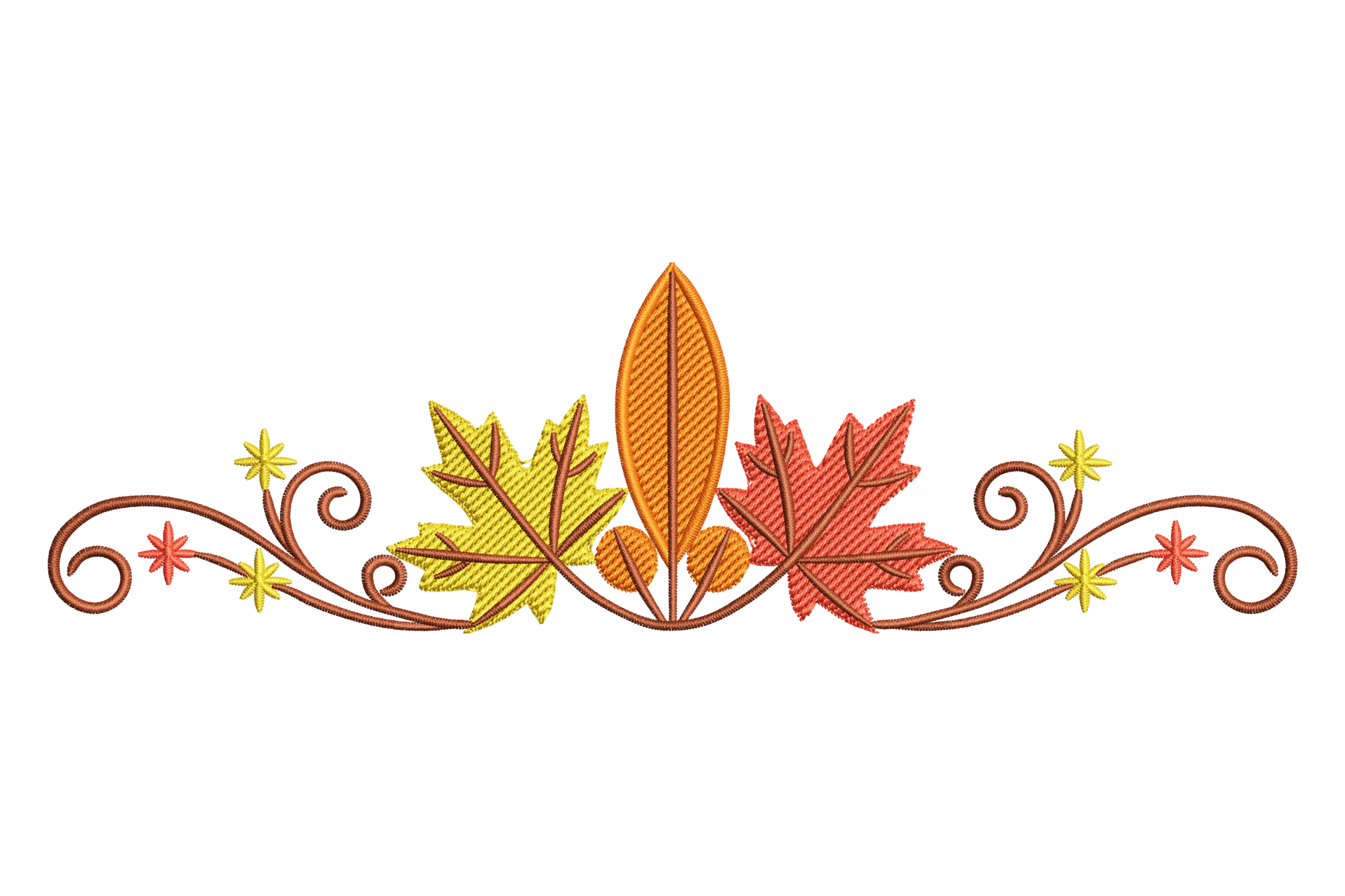 Fall Leaf Swirl Border – Autumn Machine Embroidery Design | Embroidize