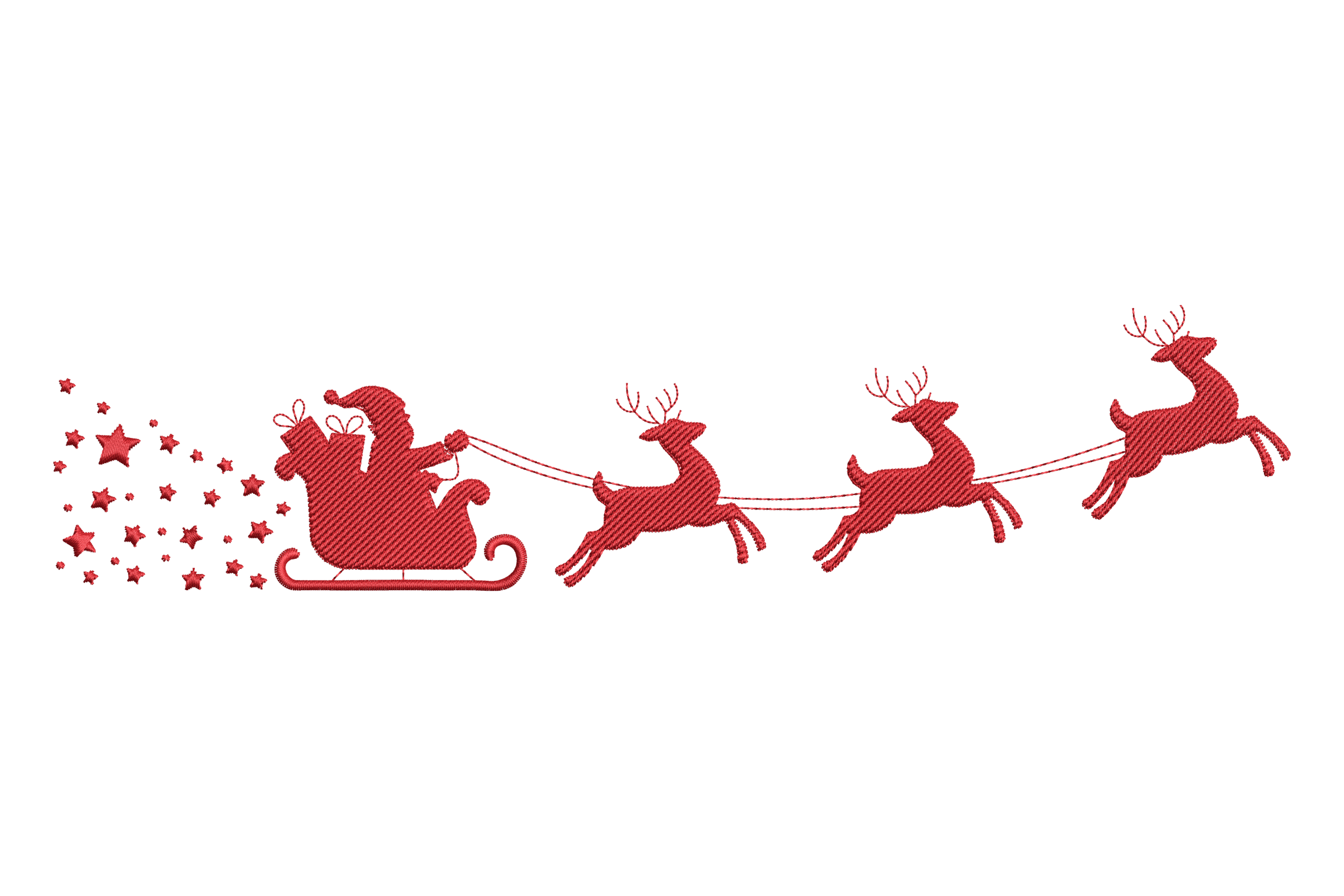 Santa Sleigh & Reindeer Border – Christmas Embroidery Design | Embroidize