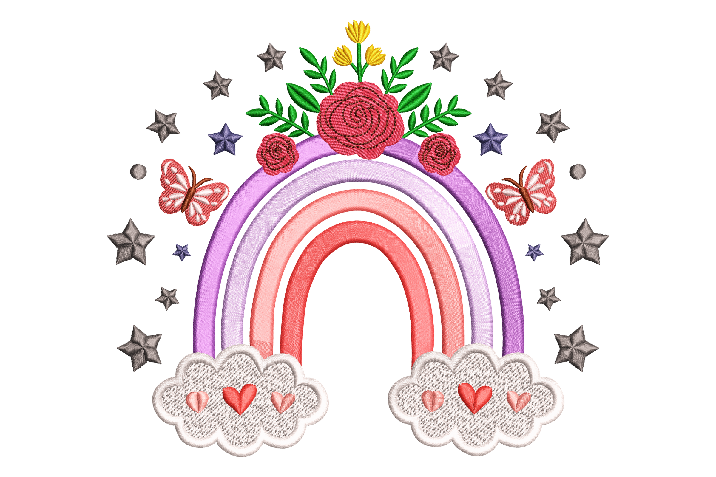 Boho Rainbow with Flowers – Cute Kids Machine Embroidery Design ...