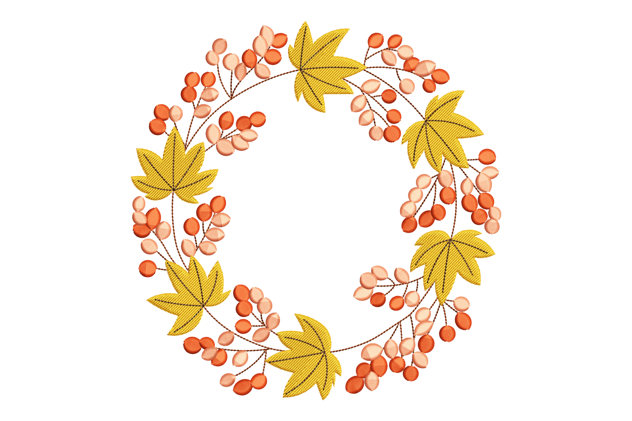 Autumn Leaf Wreath – Fall Frame Machine Embroidery Design | Embroidize