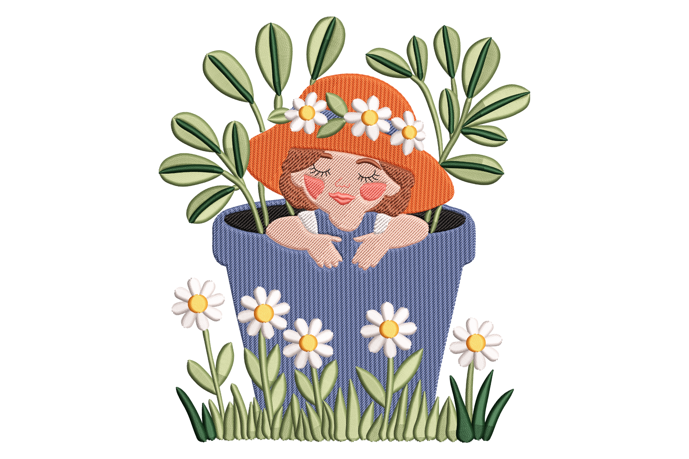 Flower Pot Girl – Cute Gardener Embroidery Design