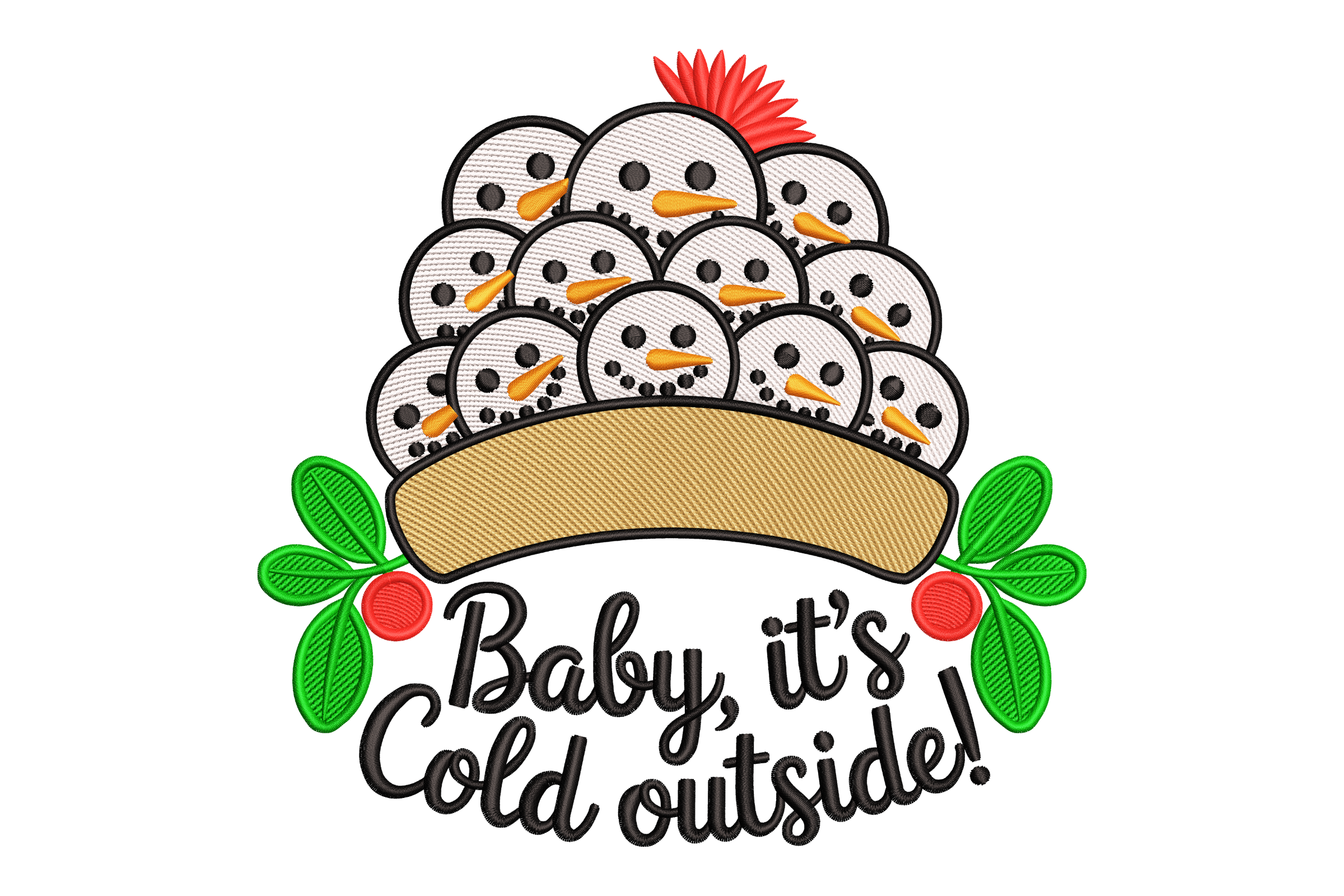 Baby, It’s Cold Outside – Snowman Pile Embroidery Design