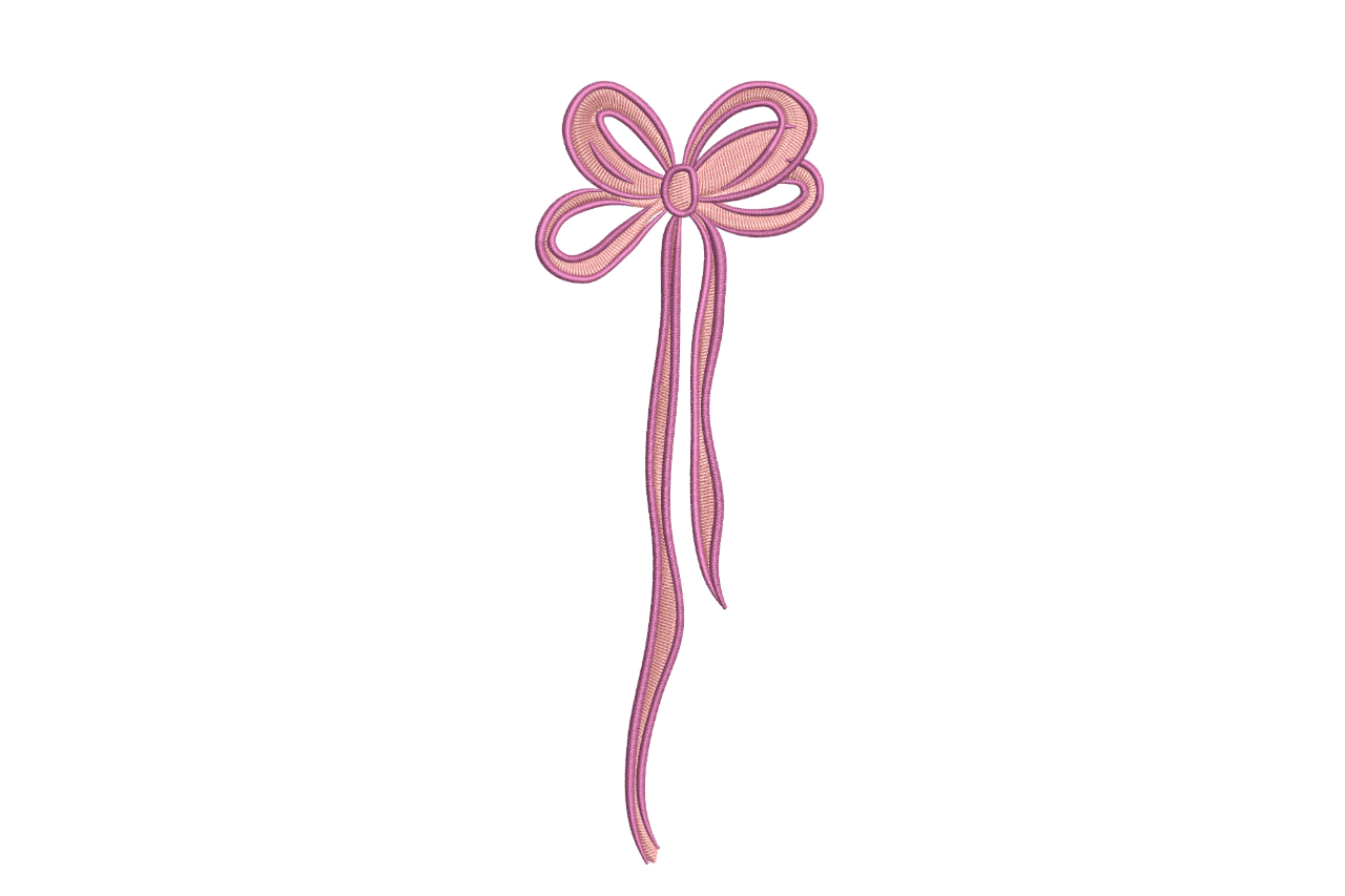 Pink Ribbon Bow – Cute Gift Topper Embroidery Design