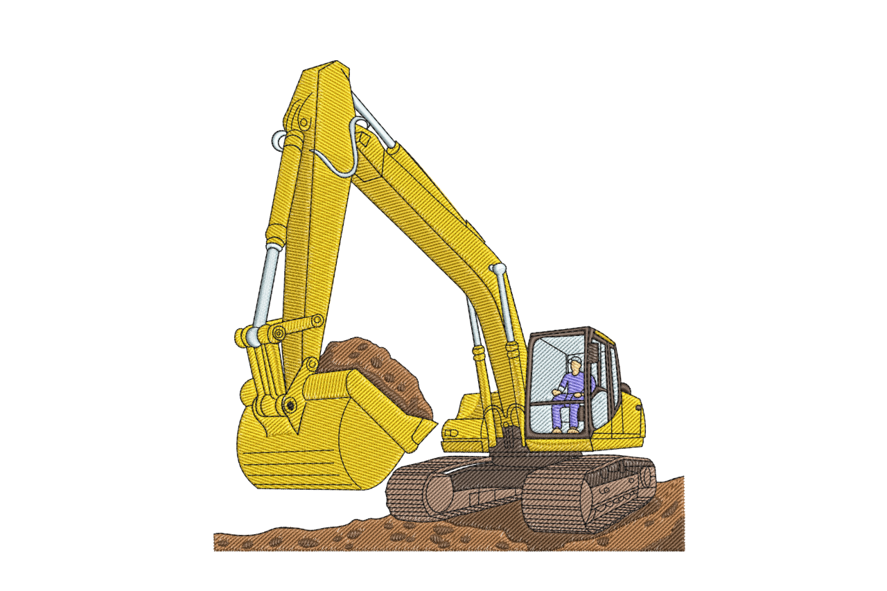Excavator Digger – Construction Machine Embroidery Design
