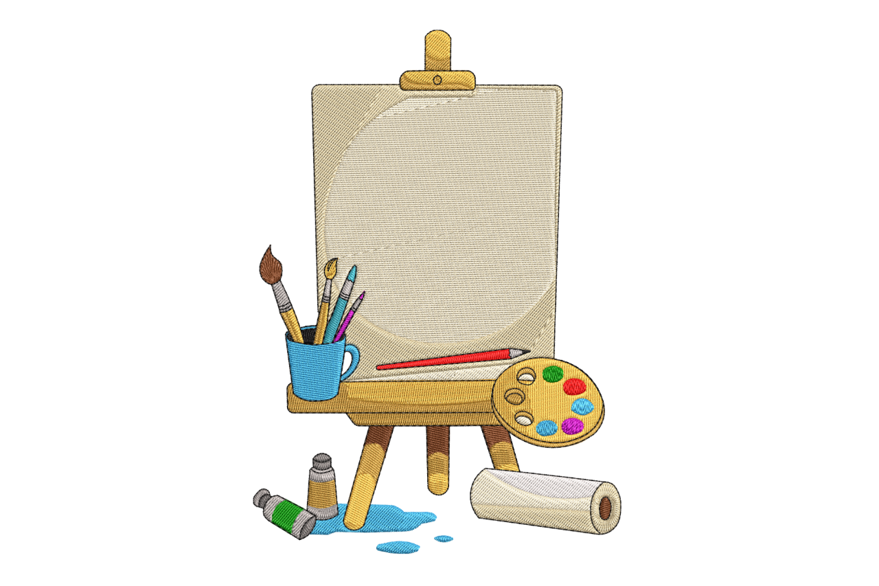 Artist Easel & Paint Palette – Embroidery Design