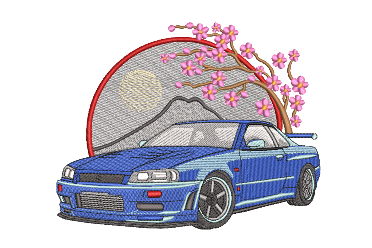 JDM Drift Car Sakura – Automotive Embroidery Design