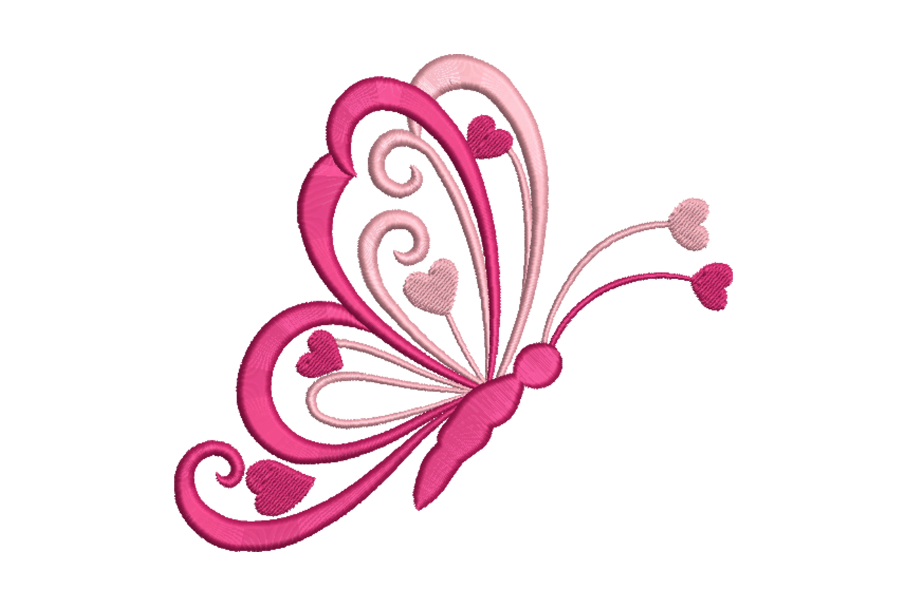 Pink Heart Butterfly – Machine Embroidery Design | Embroidize
