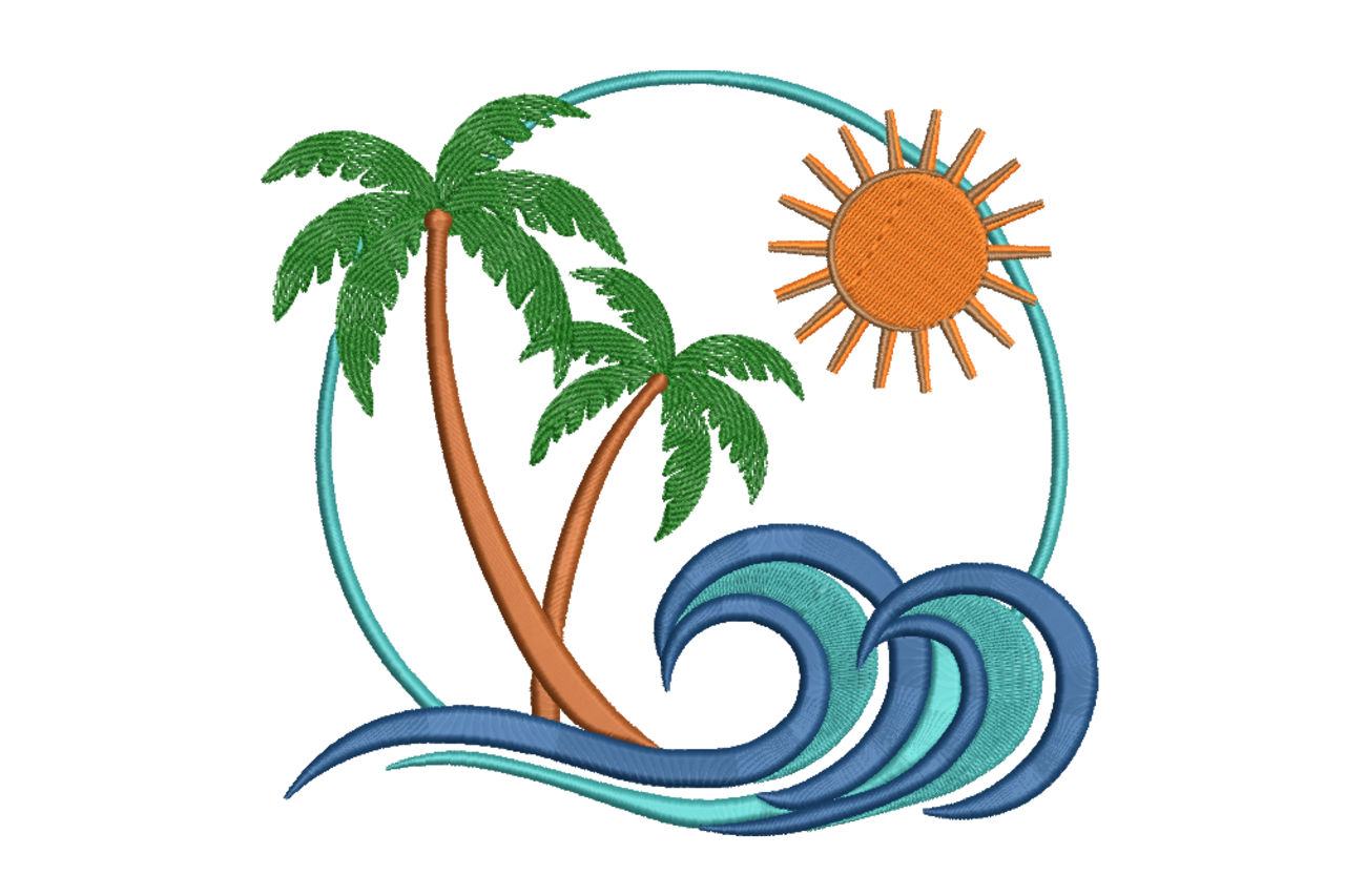 Tropical Beach Scene – Machine Embroidery Design | Embroidize