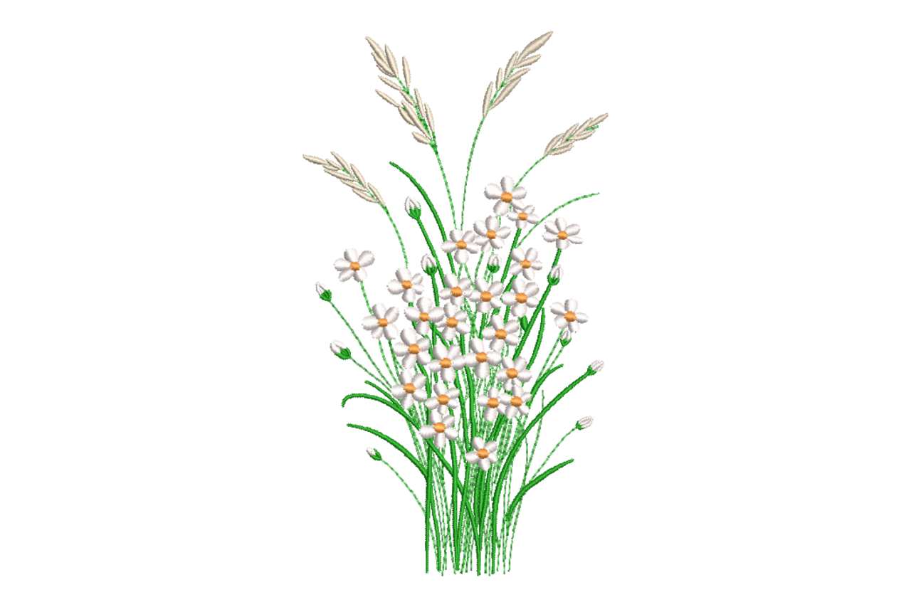 Wildflower Grass Bouquet – Machine Embroidery Design | Embroidize
