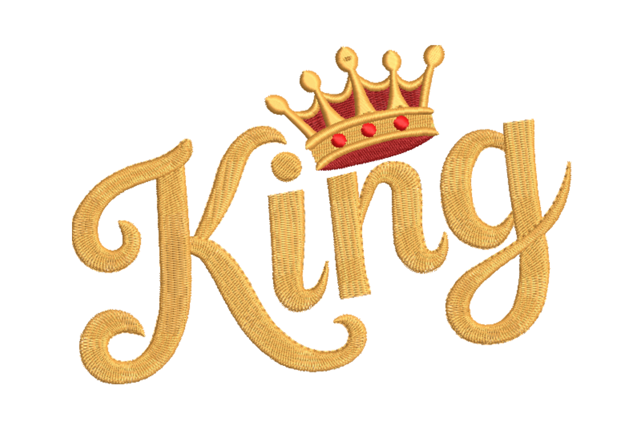 King Crown Name – Royal Script Embroidery Design