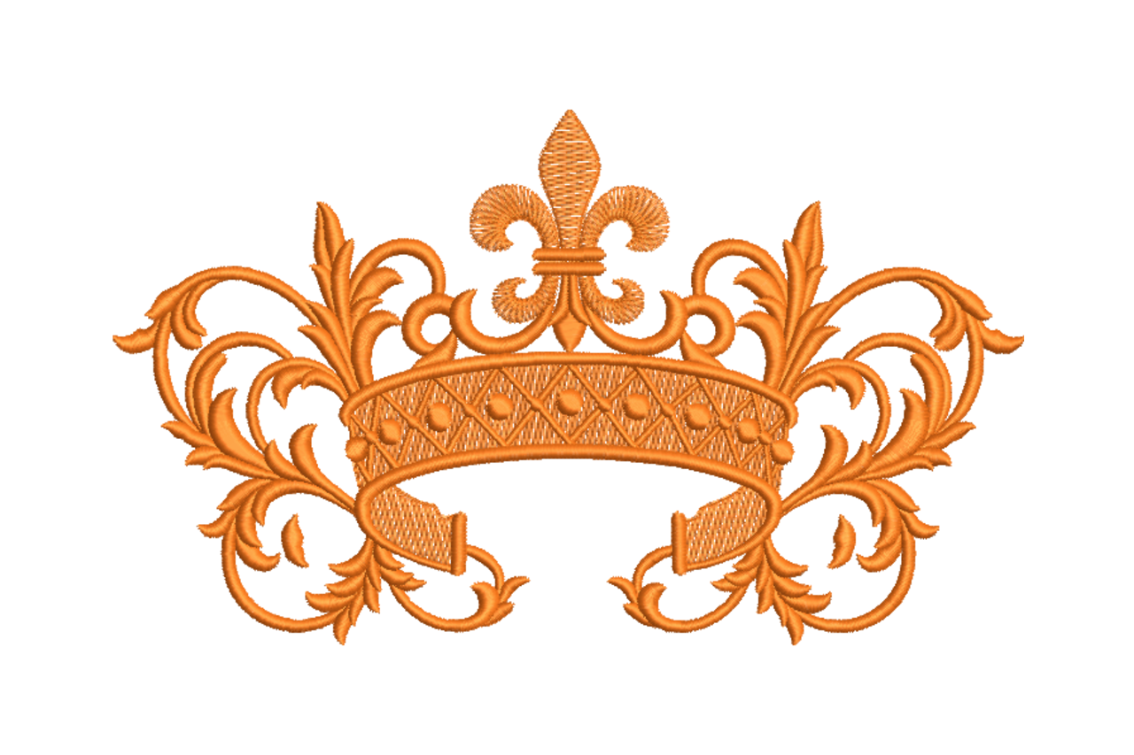 Royal Flourish Crown – Elegant Embroidery Design