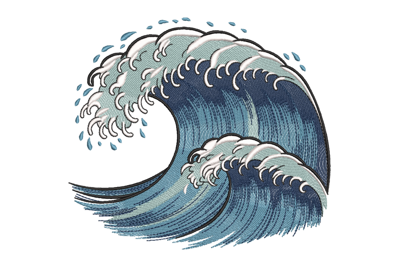 Ocean Wave Crest – Dynamic Surf Embroidery Design