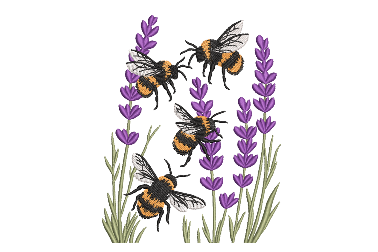 Bees in Lavender – Machine Embroidery Design | Embroidize