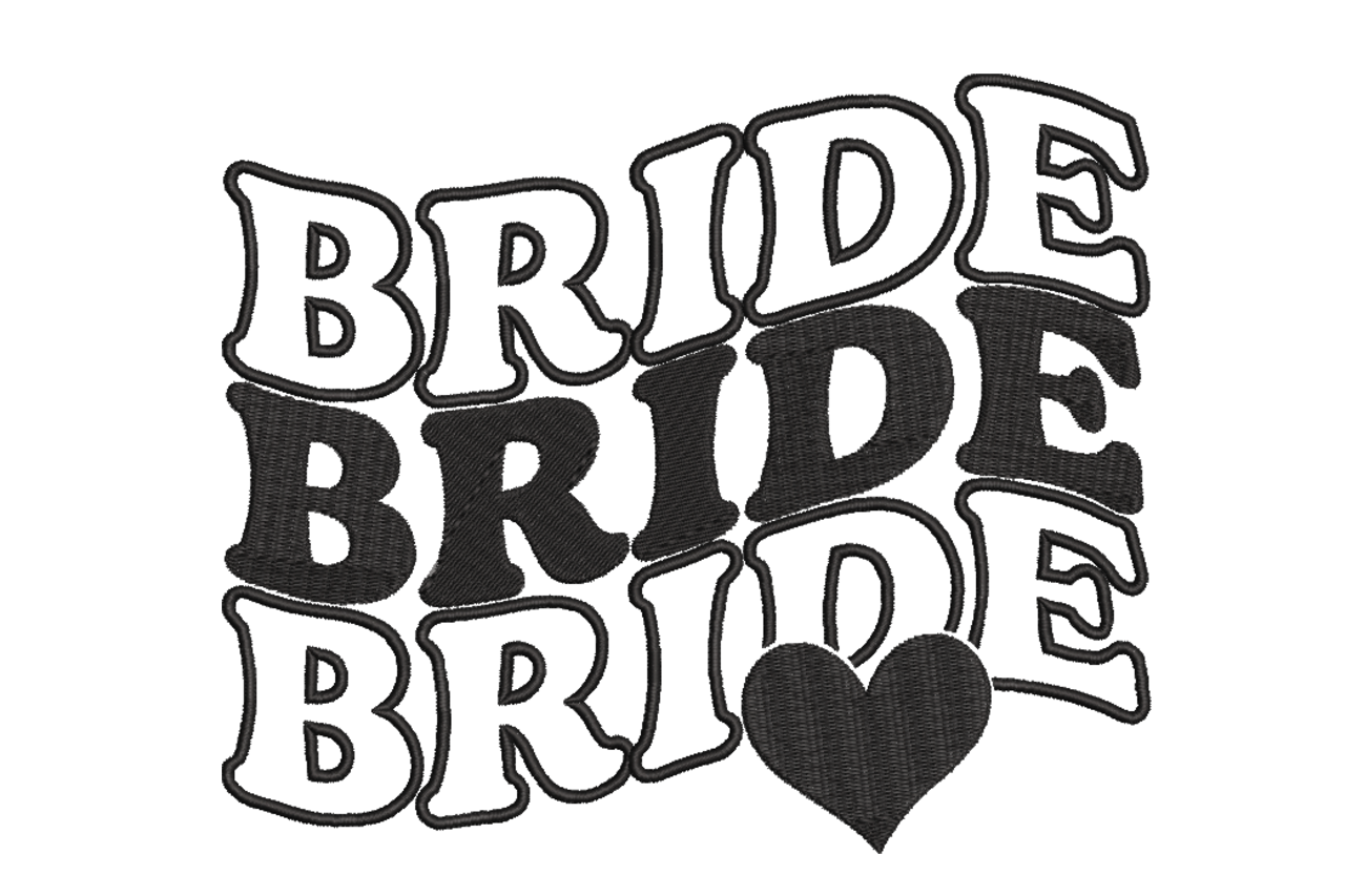 Retro Bride Text – Wedding Embroidery Design