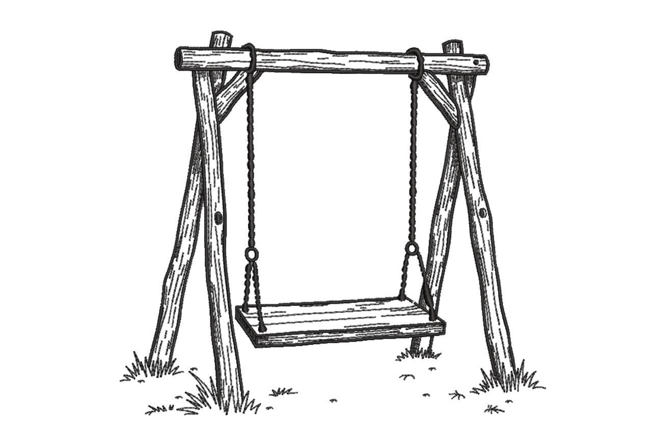Rustic Garden Swing – Line Art Embroidery Design