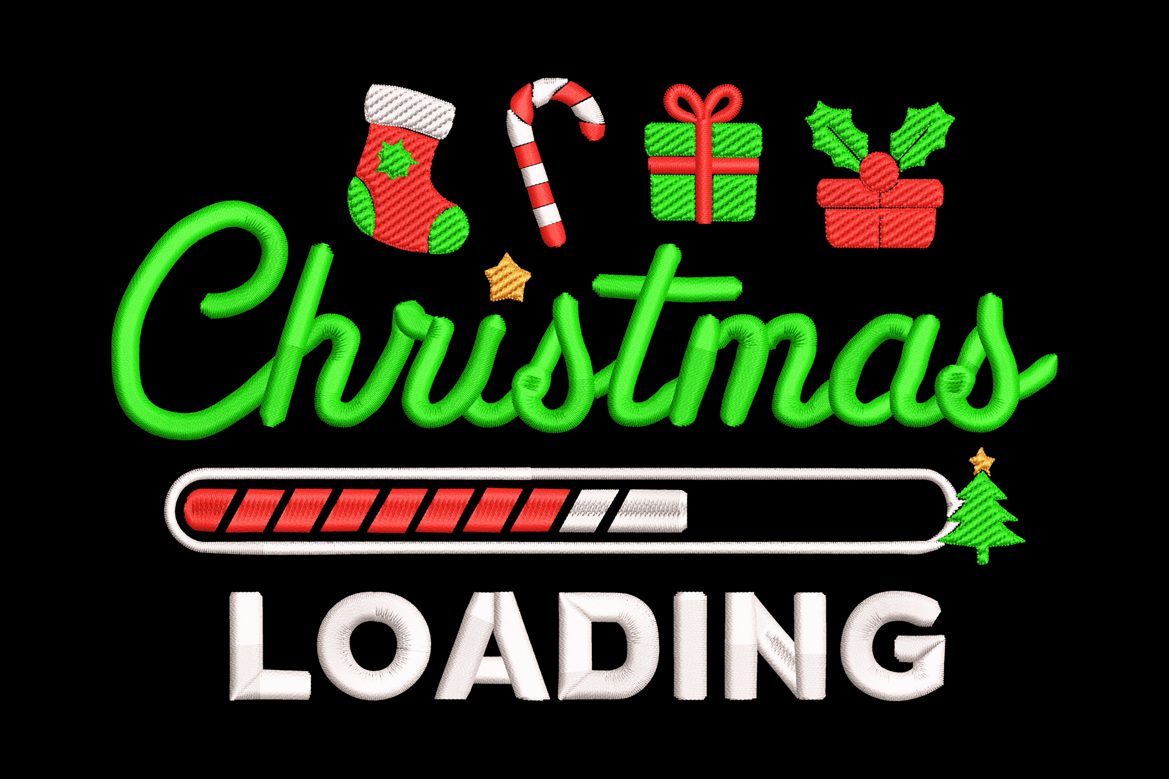 Christmas Loading Bar Funny Xmas Machine Embroidery Design | Embroidize