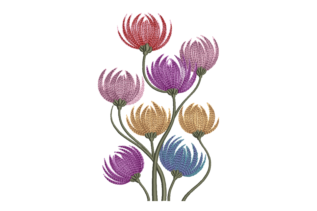 Protea Bloom Bouquet – Colorful Floral Embroidery Design