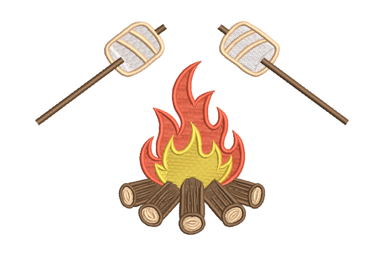 Campfire Marshmallow – Camping Embroidery Design