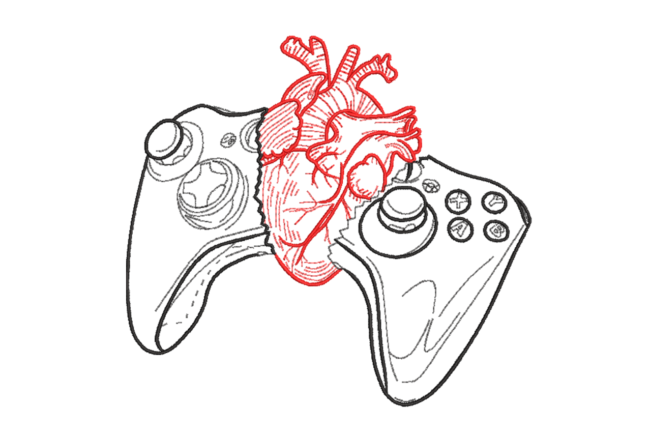 Anatomical Heart Gamer – Embroidery Design