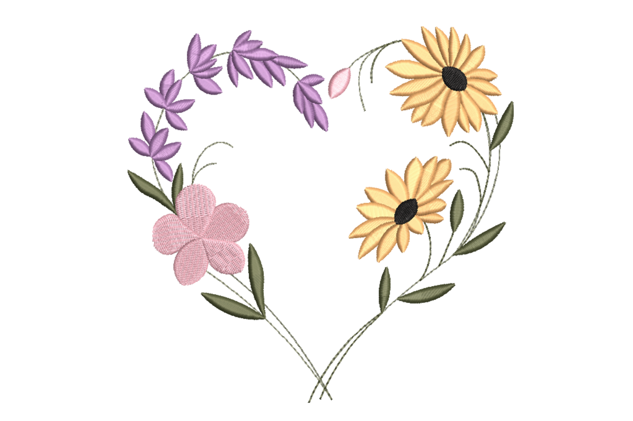 Floral Heart Wreath – Embroidery Design | Embroidize