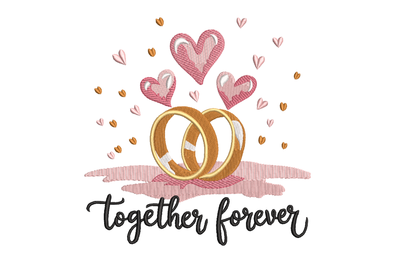 Together Forever Rings – Wedding Embroidery Design