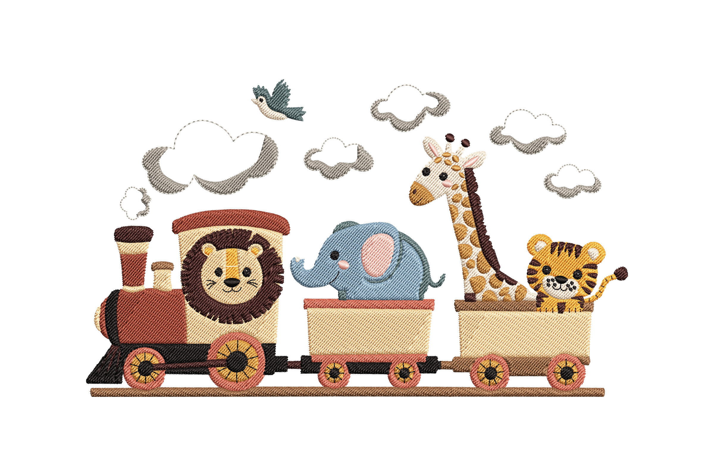 Safari Animal Train – Cute Kids Embroidery Design
