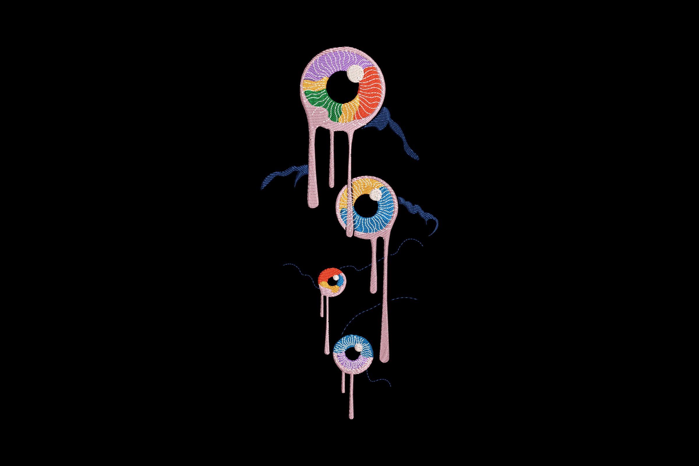Colorful Dripping Eyes Gothic Embroidery Design | Embroidize