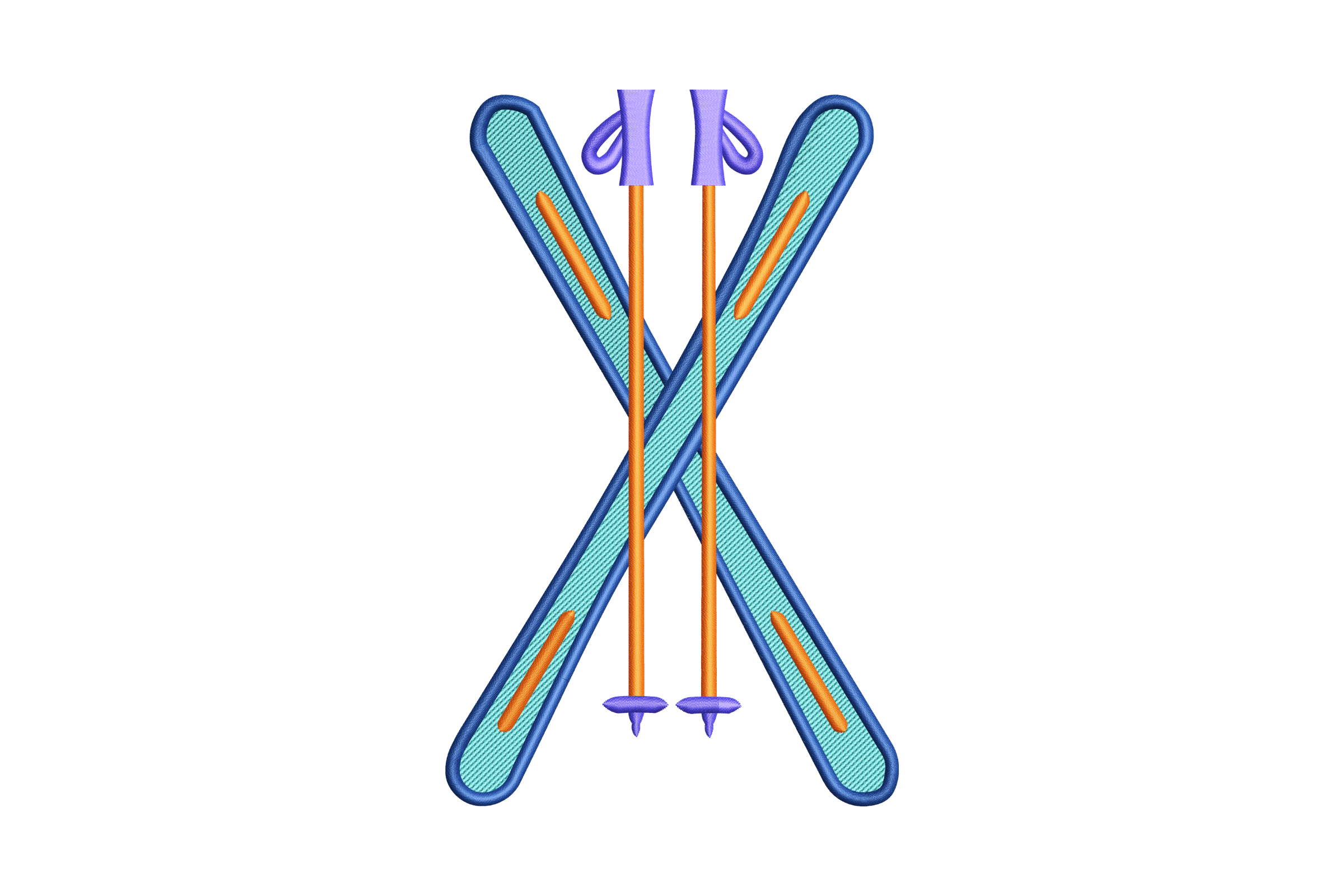 Crossed Skis & Poles – Winter Sports Embroidery Design