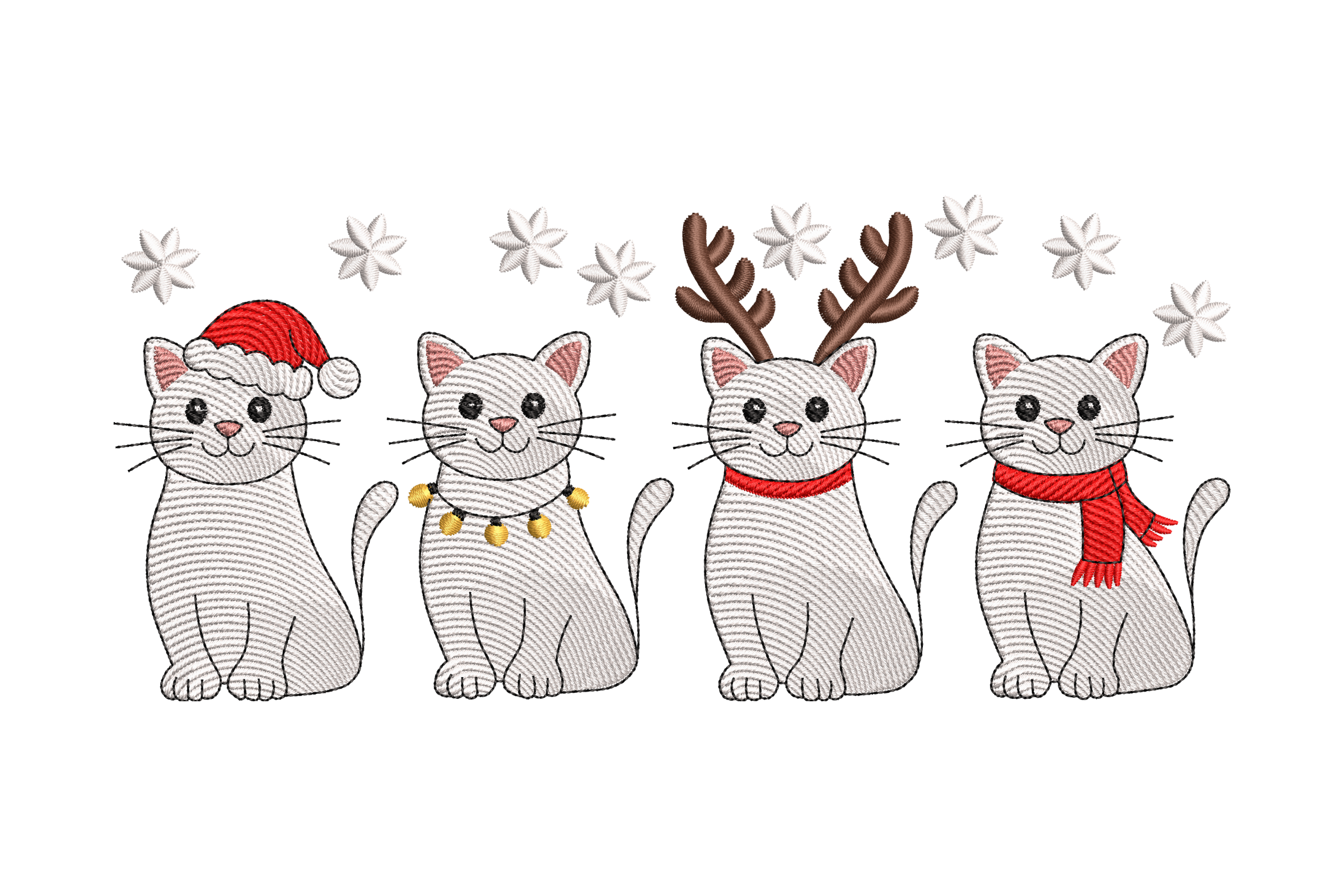 Christmas Cats Lineup – Cute Holiday Embroidery Design
