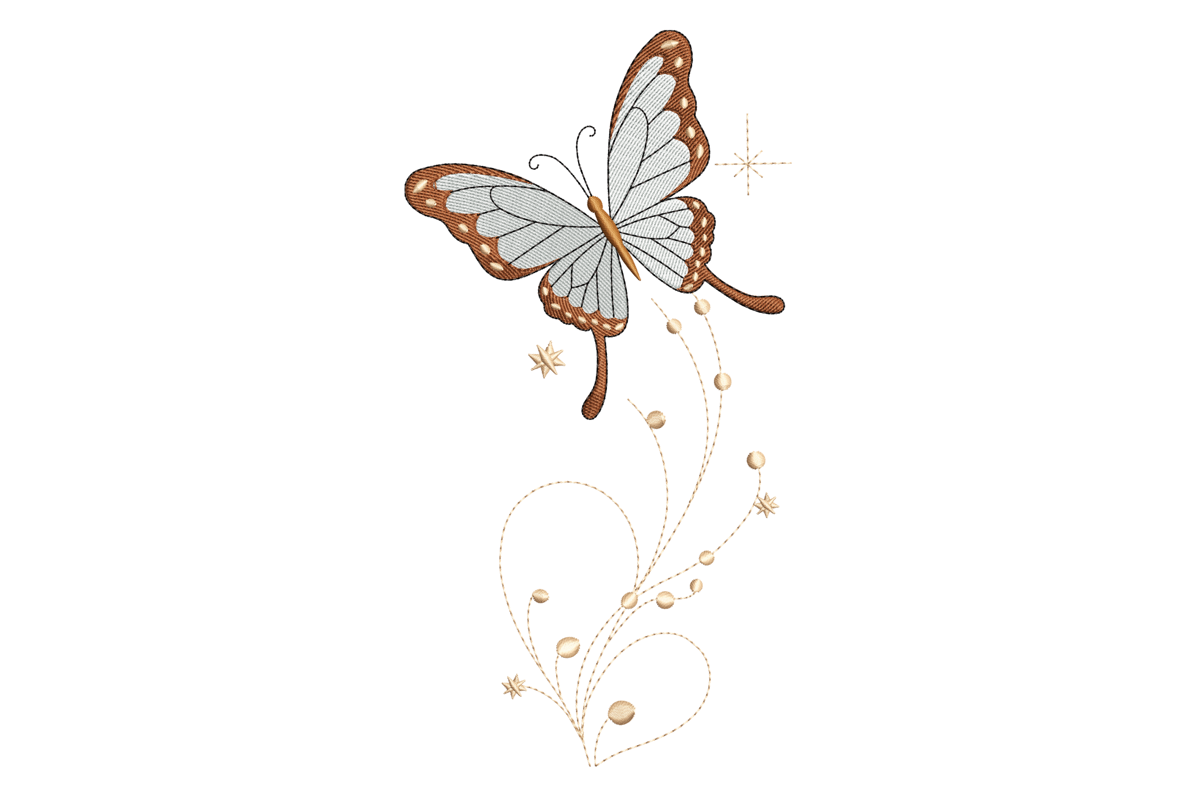 Elegant Butterfly Floral Swirl Design | Embroidize